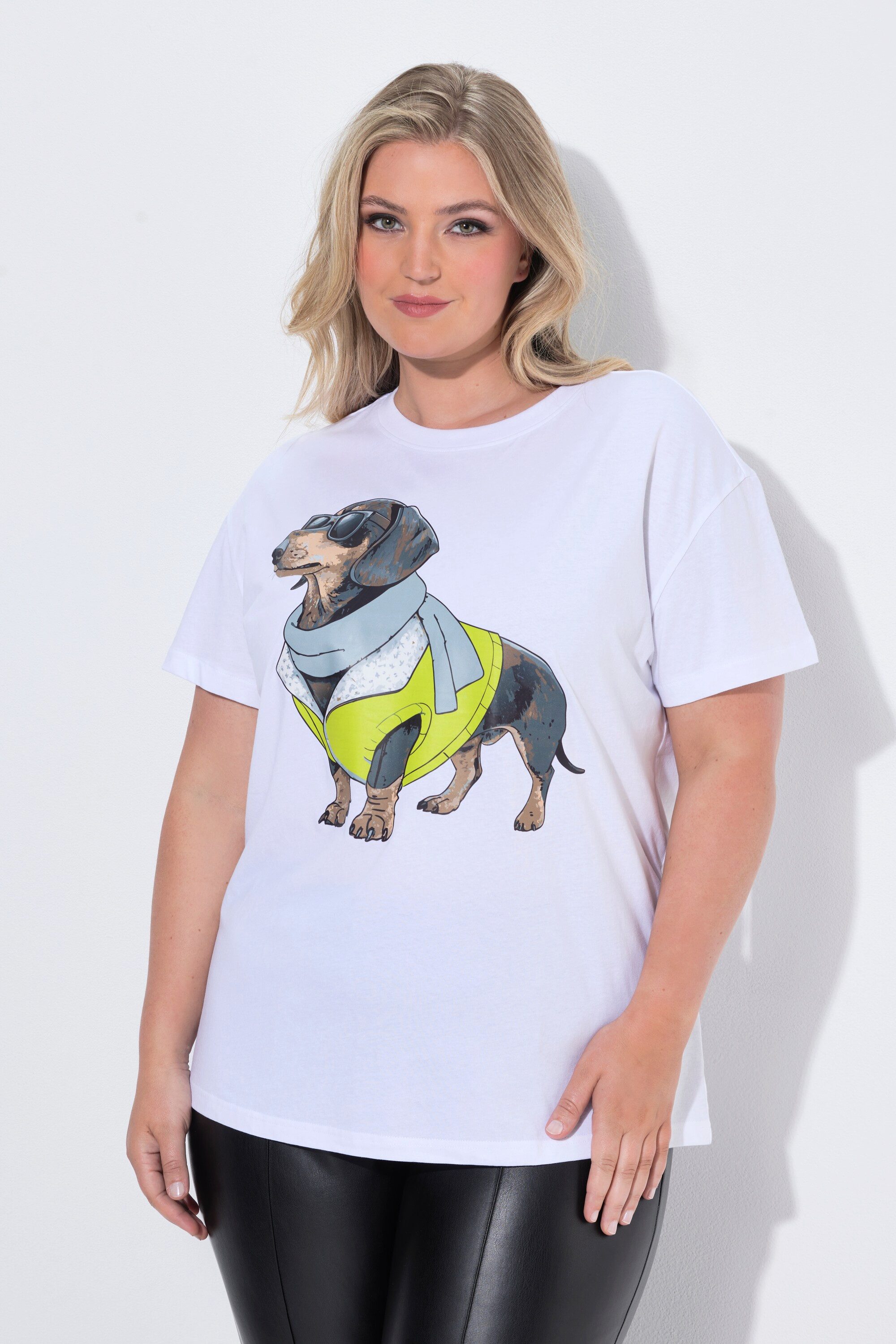 MIAMODA T-Shirt T-Shirt Boxy Fit Dackel Fashion-Motiv Halbarm