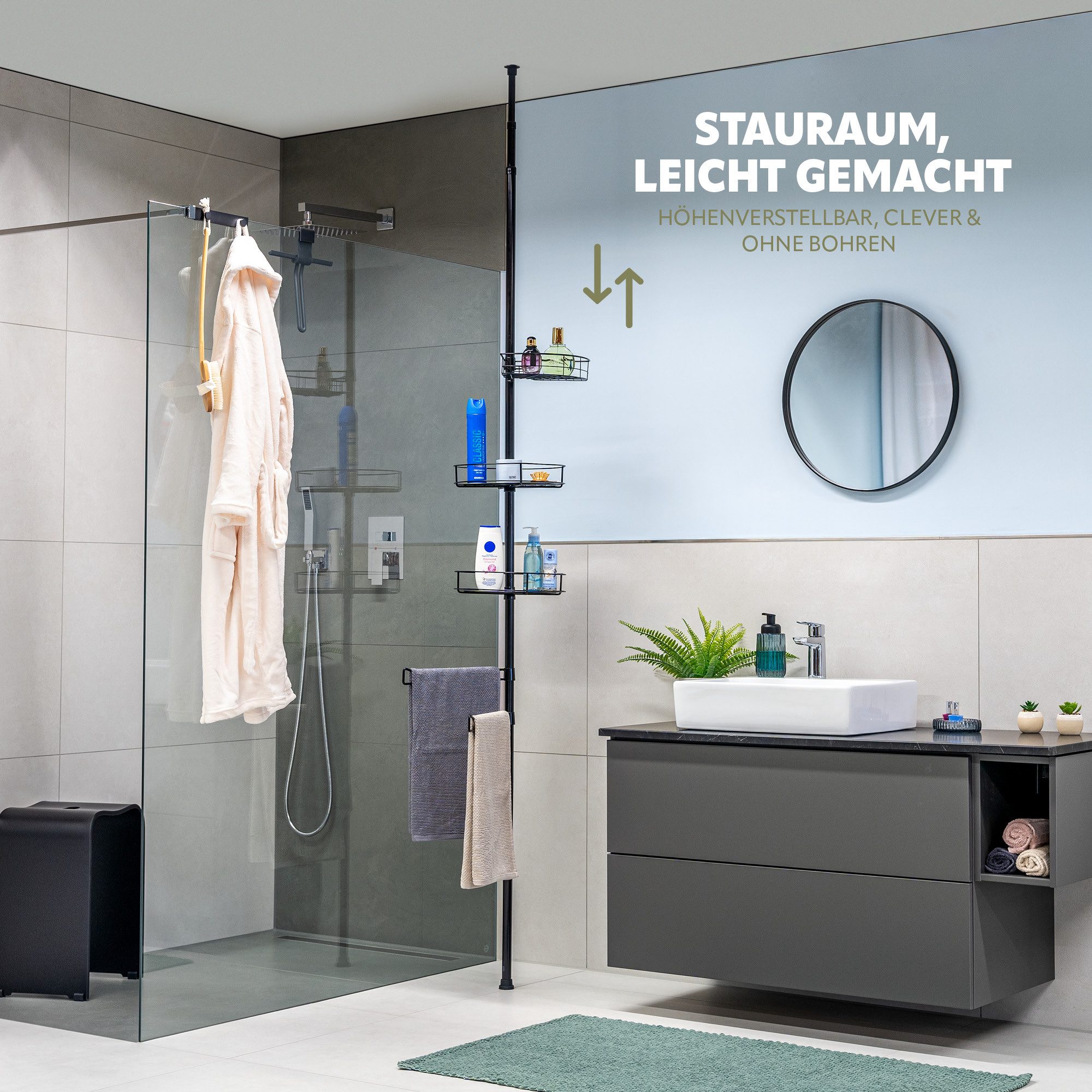 bremermann Teleskopregal Teleskop-Badregal, 3 Körbe, 2 Stangen, bis max. ca günstig online kaufen