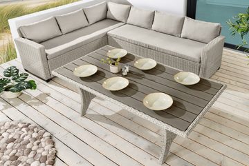 riess-ambiente Sitzgruppe STOCKHOLM 240cm greige, (Set, 3-tlg), Garten · Polyrattan · Metall · 6 Personen · Balkon · Terrasse