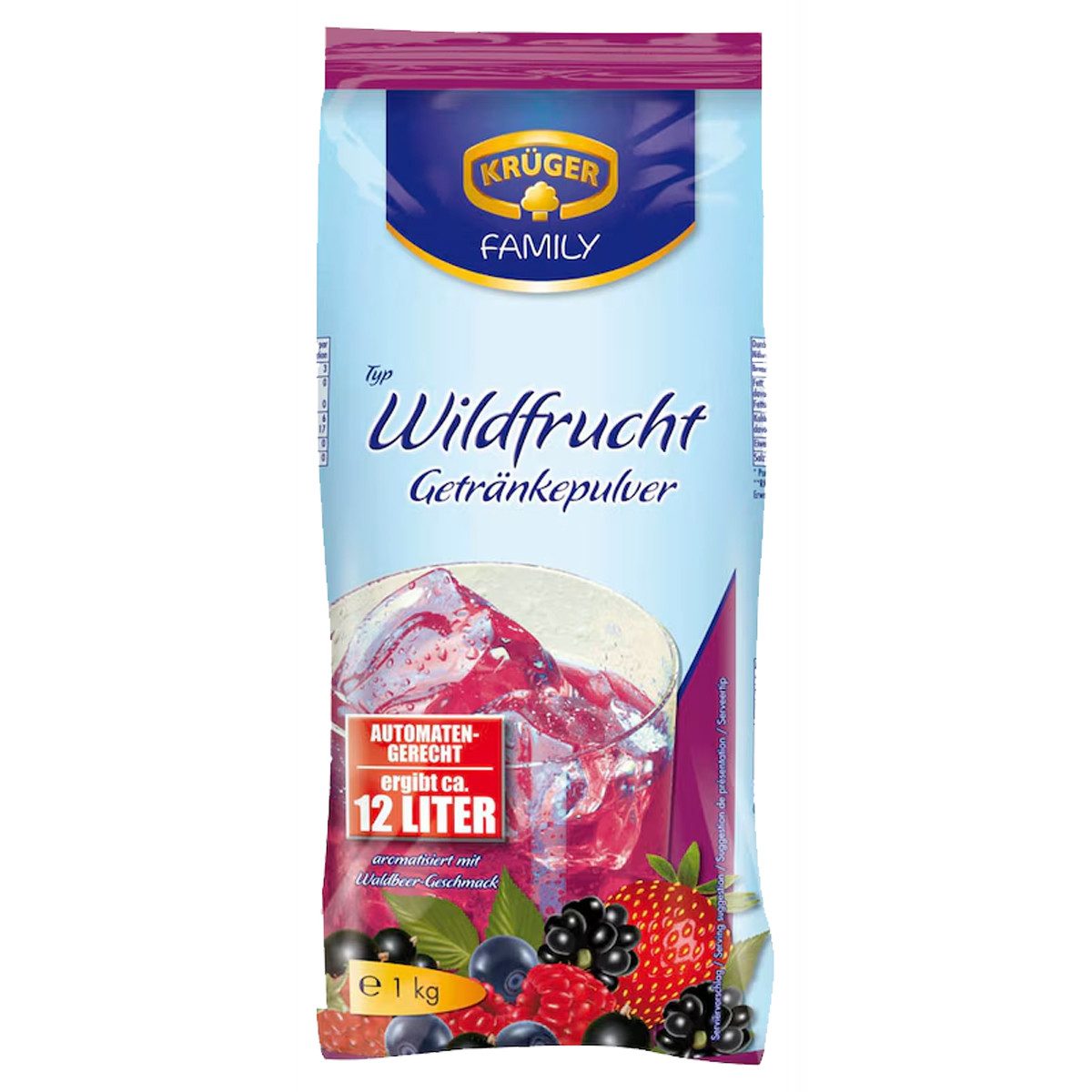 Krüger Tee, Krüger Wildfrucht Getränkepulver für 12 Liter Getränk 1000g