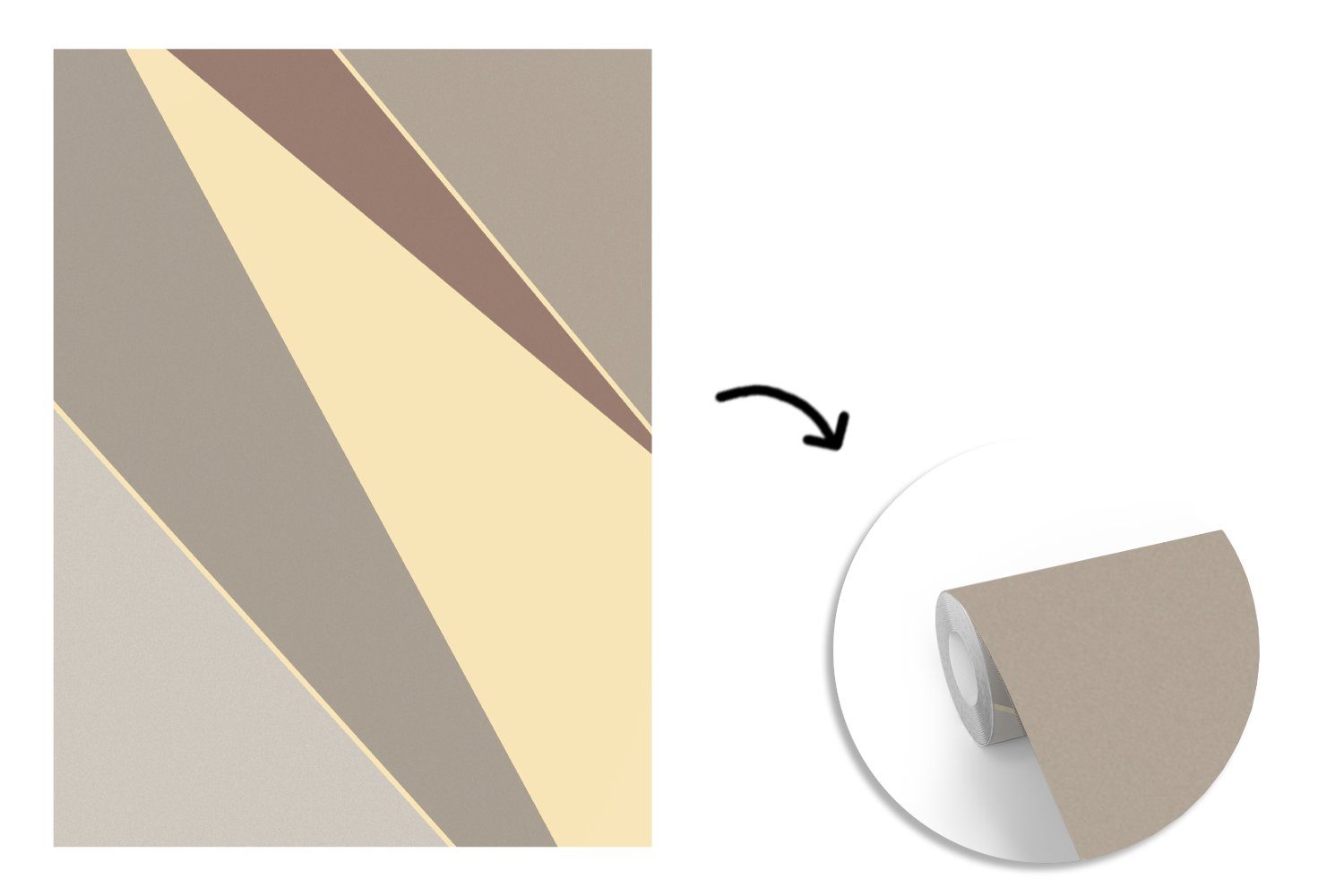 Tapete Formen - Montagefertig - bedruckt, Wandtapete für Vinyl - Wohnzimmer, Muster, Abstrakt MuchoWow Matt, (4 Fototapete St), Gelb