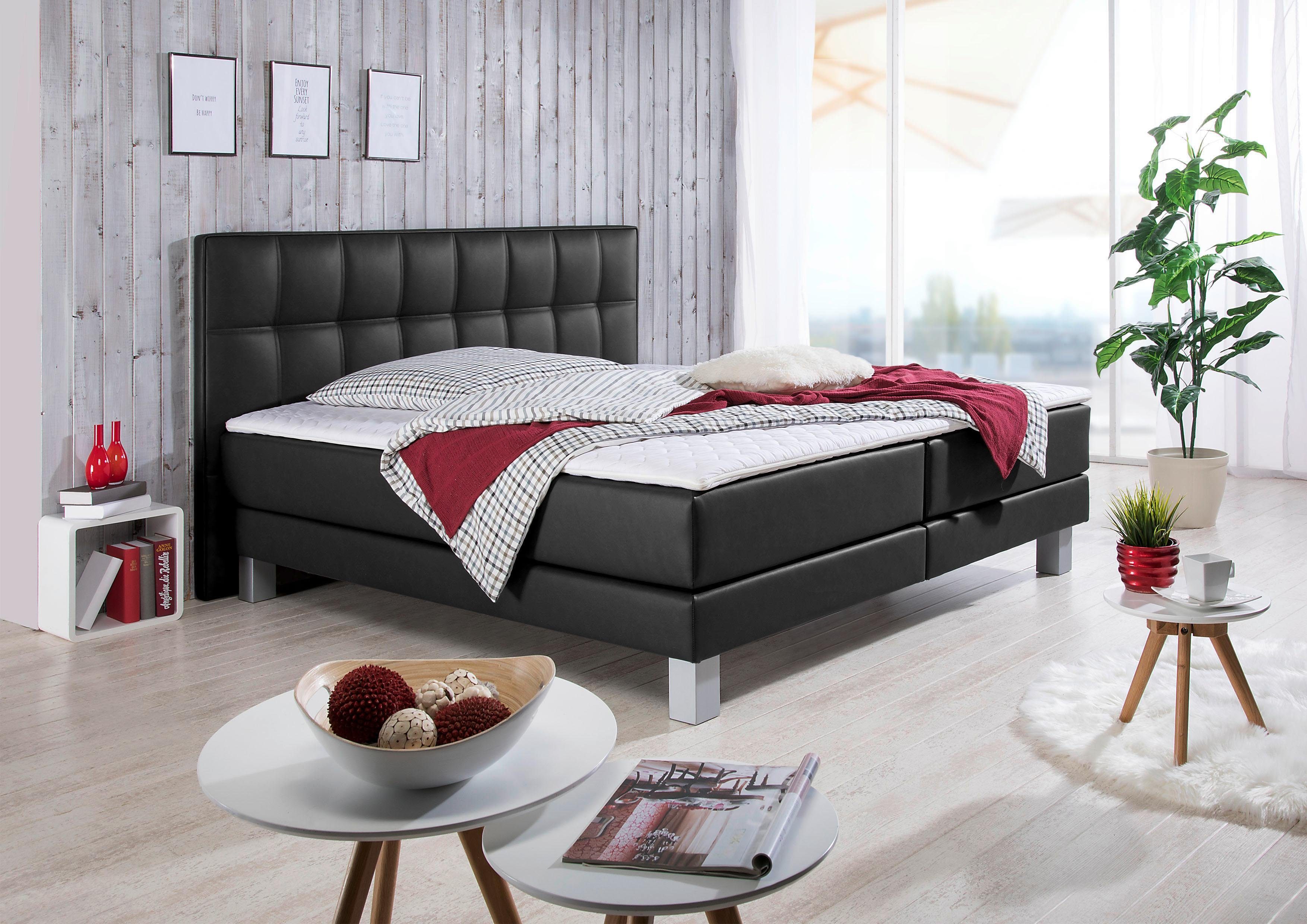 INOSIGN Boxspringbett Tavira, in 4 Breiten, 4 Farben und 3 Matratzenarten, incl. Topper