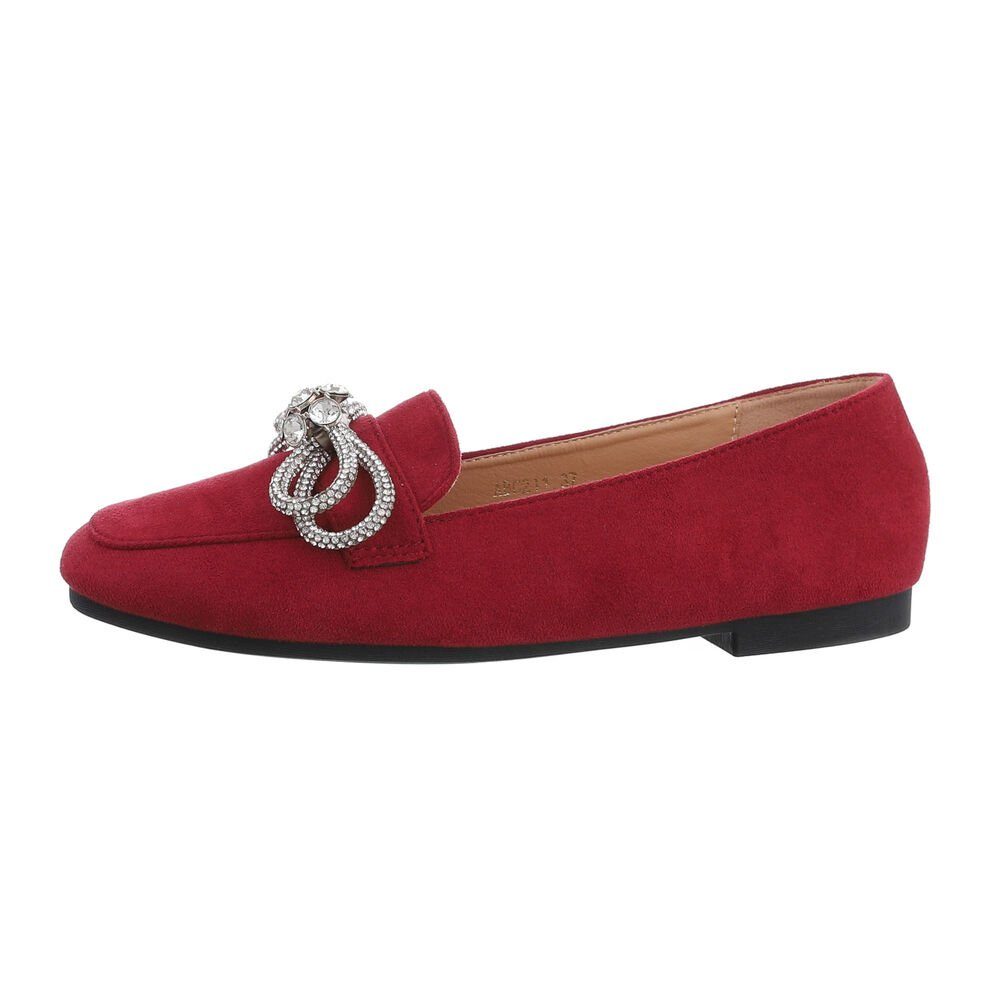 Ital-Design Damen Mokassins Elegant Slipper (81278145) Blockabsatz Mokassins in Weinrot