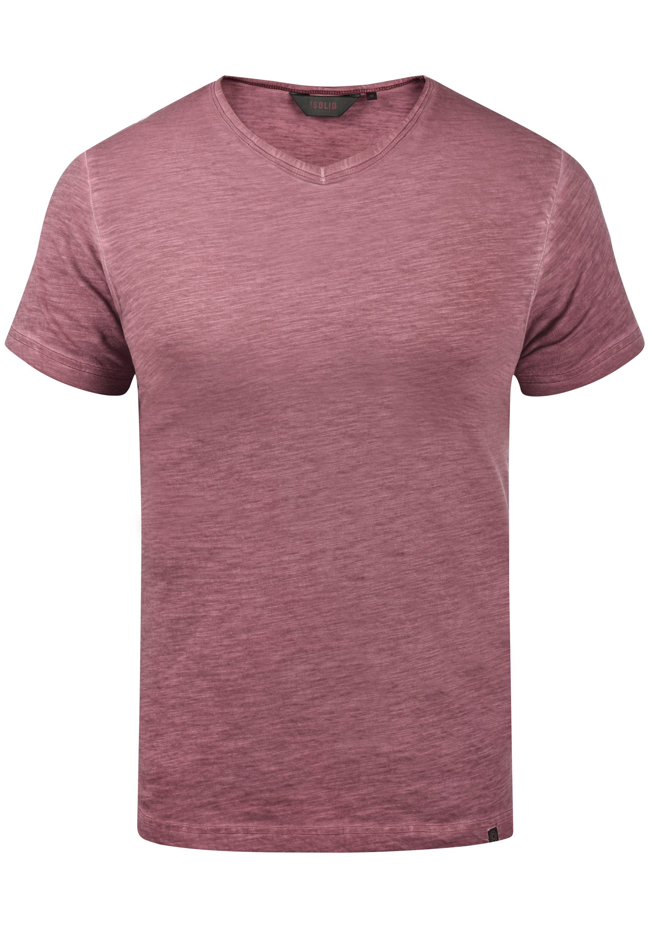 Red T-Shirt (0985) V-Ausschnitt !Solid mit SDConley T-Shirt Wine