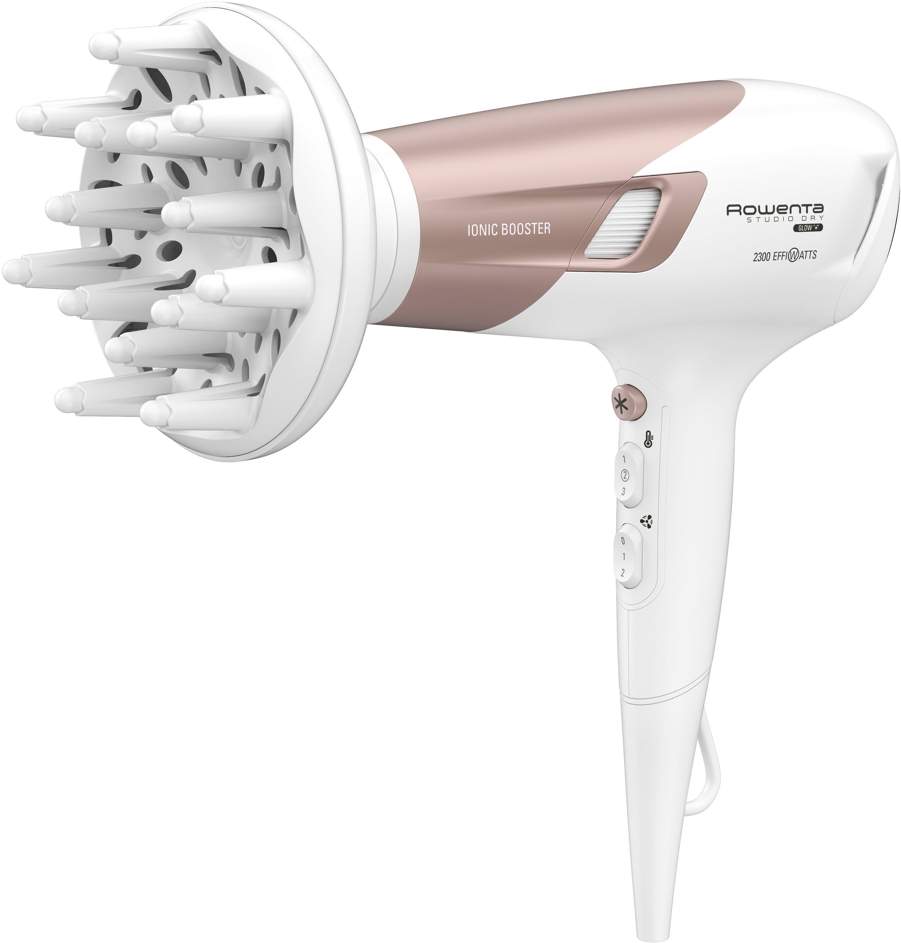 Rowenta Haartrockner Studio Dry Glow Haartrockner, 2100 W, Föhn mit Diffusor für Locken, 2100 W, 3 Temperatur- und 2 Geschwindigkeitsstufen, Kaltlufttaste, CV5830