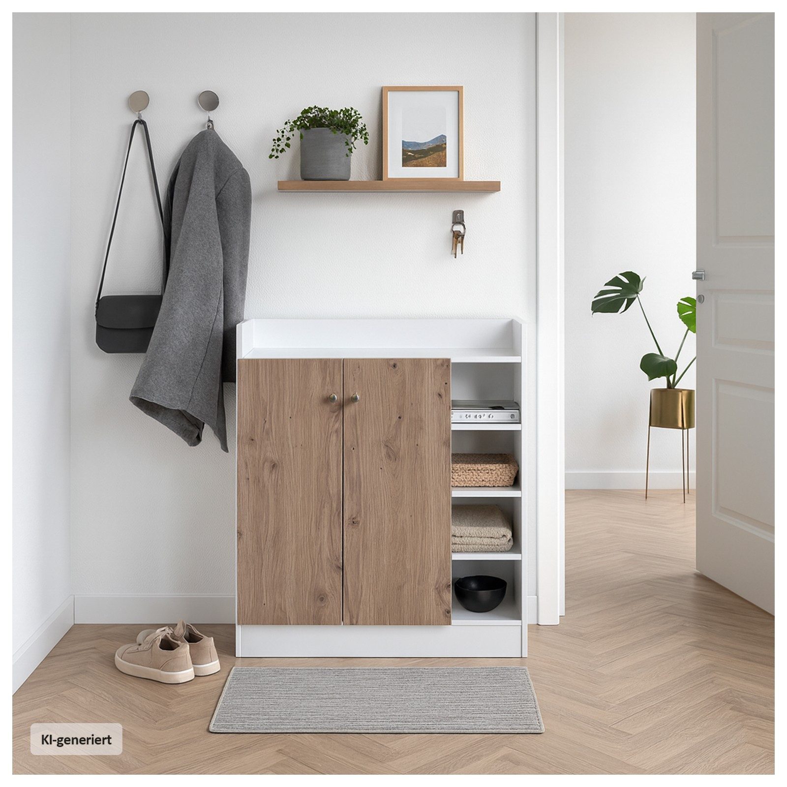 HTI-Living Kommode Sideboard mit 8 Regalfächern Weiß-Artisaneiche (Stück, 1 St., 1 Sideboard), Anrichte Kommode Schrank