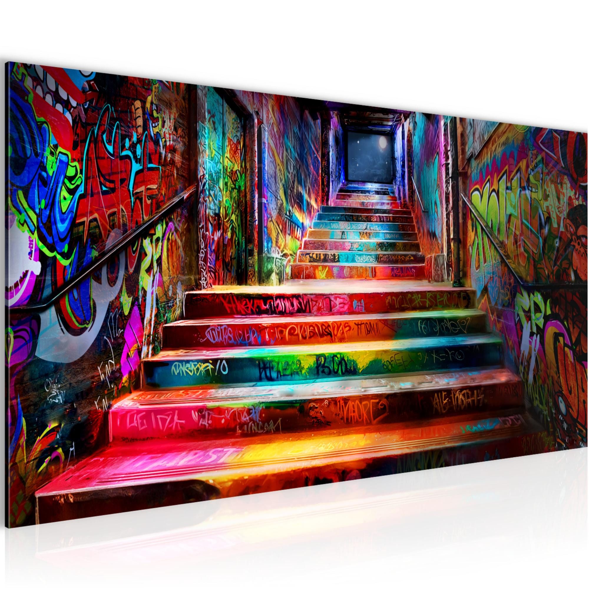 Runa Art XXL-Wandbild Wandbild Street Art Bilder Wanddeko Loft Graffiti, Treppen