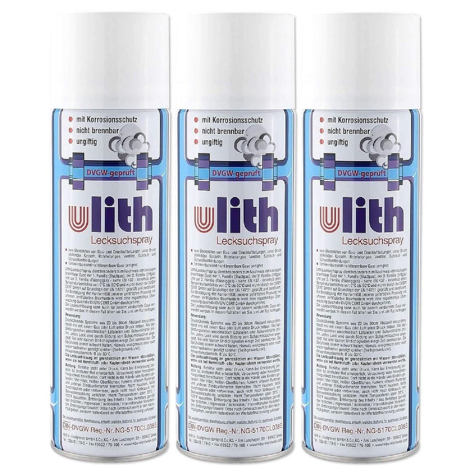 3x Lecksuchspray 400ml – DVGW-geprüftes Leckfinder Spray Reinigungsspray