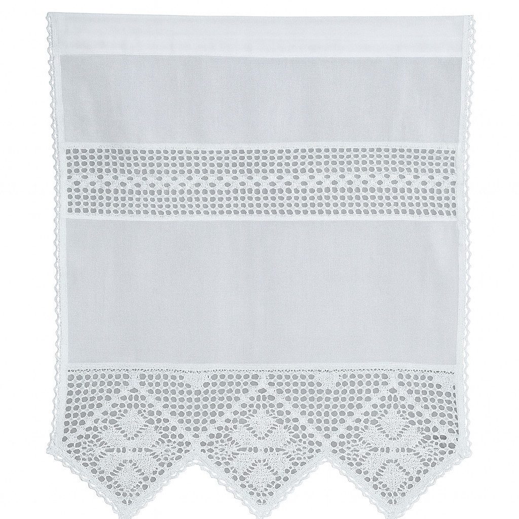 HOSSNER - ART OF HOME DECO Scheibengardine 50x60 cm (1 St), blickdicht, Baumwolle, Vintage, Romantische Stickerei