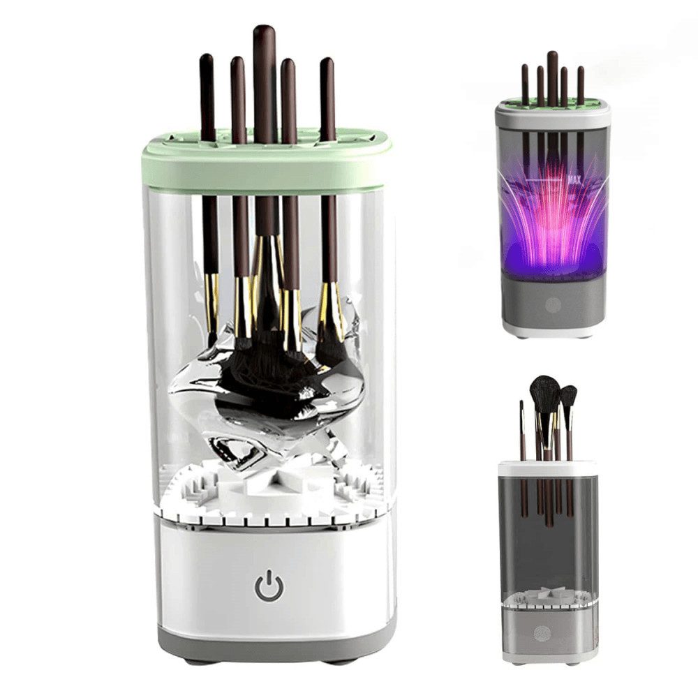 Forrlite Kosmetikpinsel-Set Elektrischer Make up Кисточкиreiniger & Organizer mit Trocknungsfunktion, UV Desinfektion, 4-in-1 Кисточки Reinigung Trockner