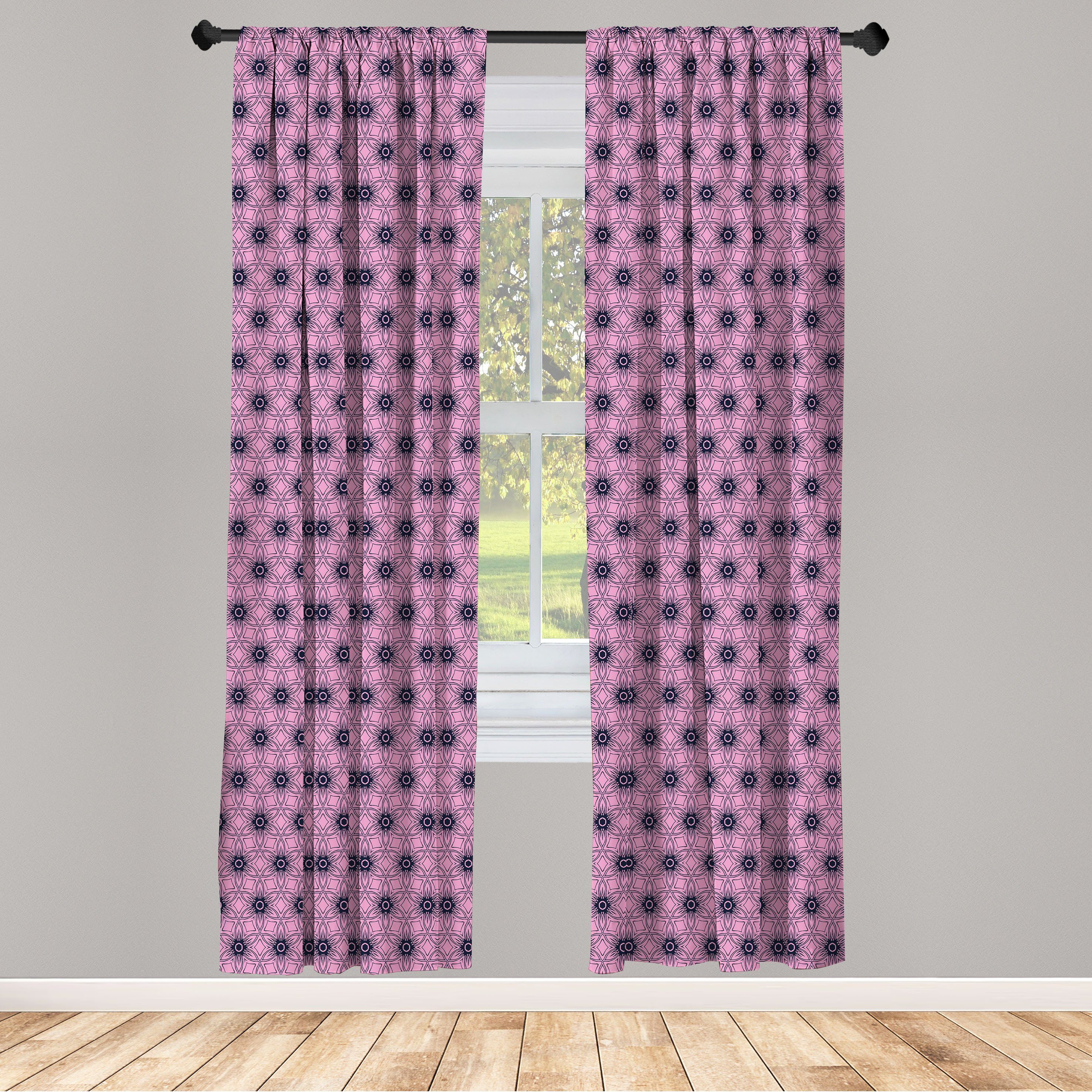 Gardine Vorhang für Wohnzimmer Schlafzimmer Dekor, Abakuhaus, Microfaser, Abstrakt Dreamy Blumenverzierung