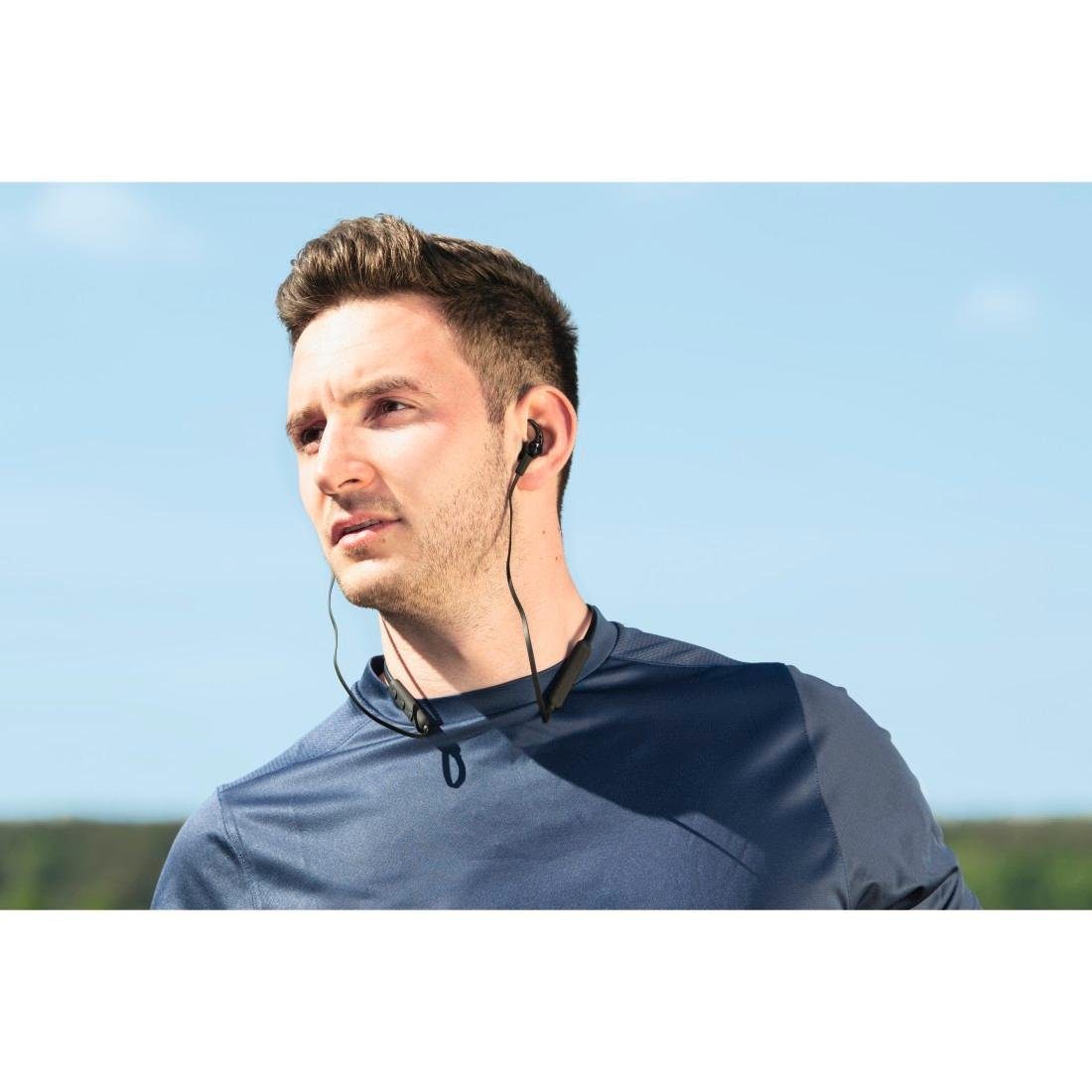 Hama Sport Bluetooth® AVRCP Reichweite 5.0 Mikrofon, Rufannahmetaste) ultraleicht Kopfhörer A2DP Sprachassistenten, Assistant, Google Bluetooth, HFP, In (Freisprechfunktion, Lautstärkeregler, Siri, Bluetooth-Kopfhörer Sprachsteuerung, m, Schwarz, Bluetooth, Ear, 10