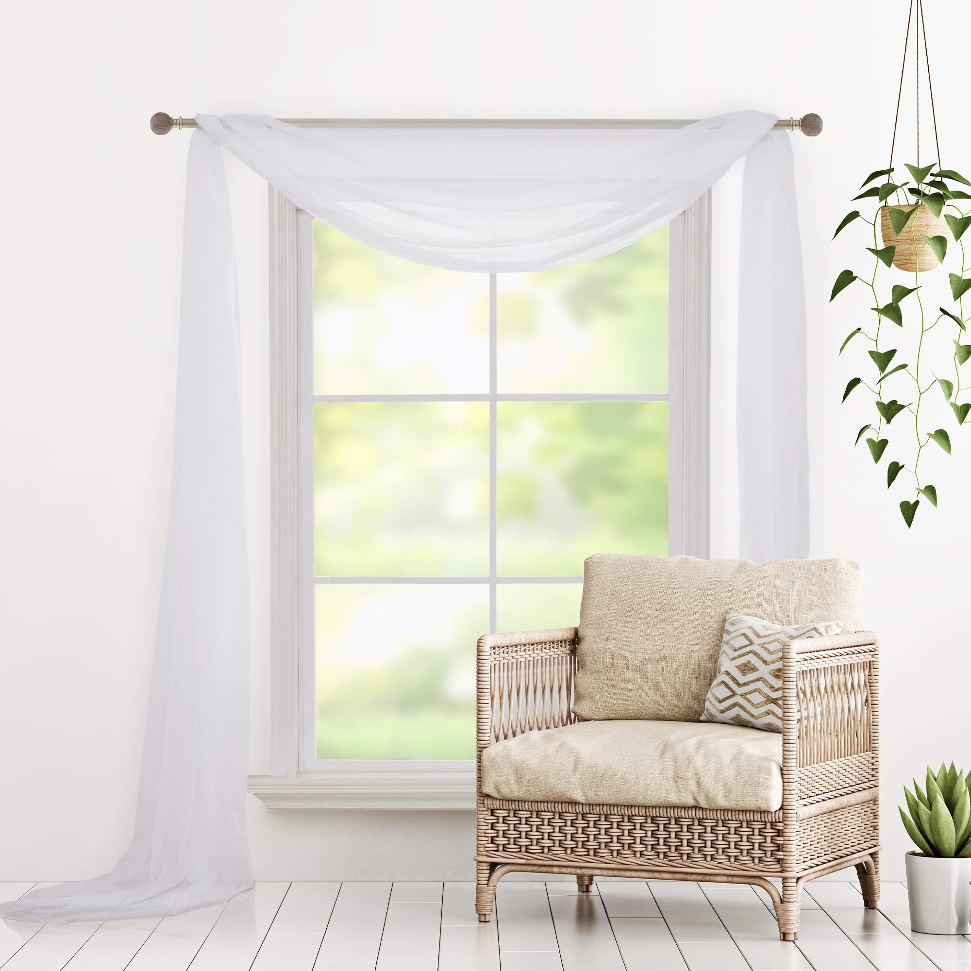 Deconovo Vorhang Querbehang Transparente Gardinen Traubogen Hochzeit Weiß, günstig online kaufen