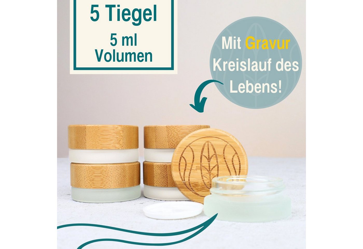 Thumbnail - Wachsmann Bienenprodukte Aufbewahrungsdose Hochwertige Glastiegel für nachhaltige DIY-Naturkosmetik, Im Frosted Look, mi...