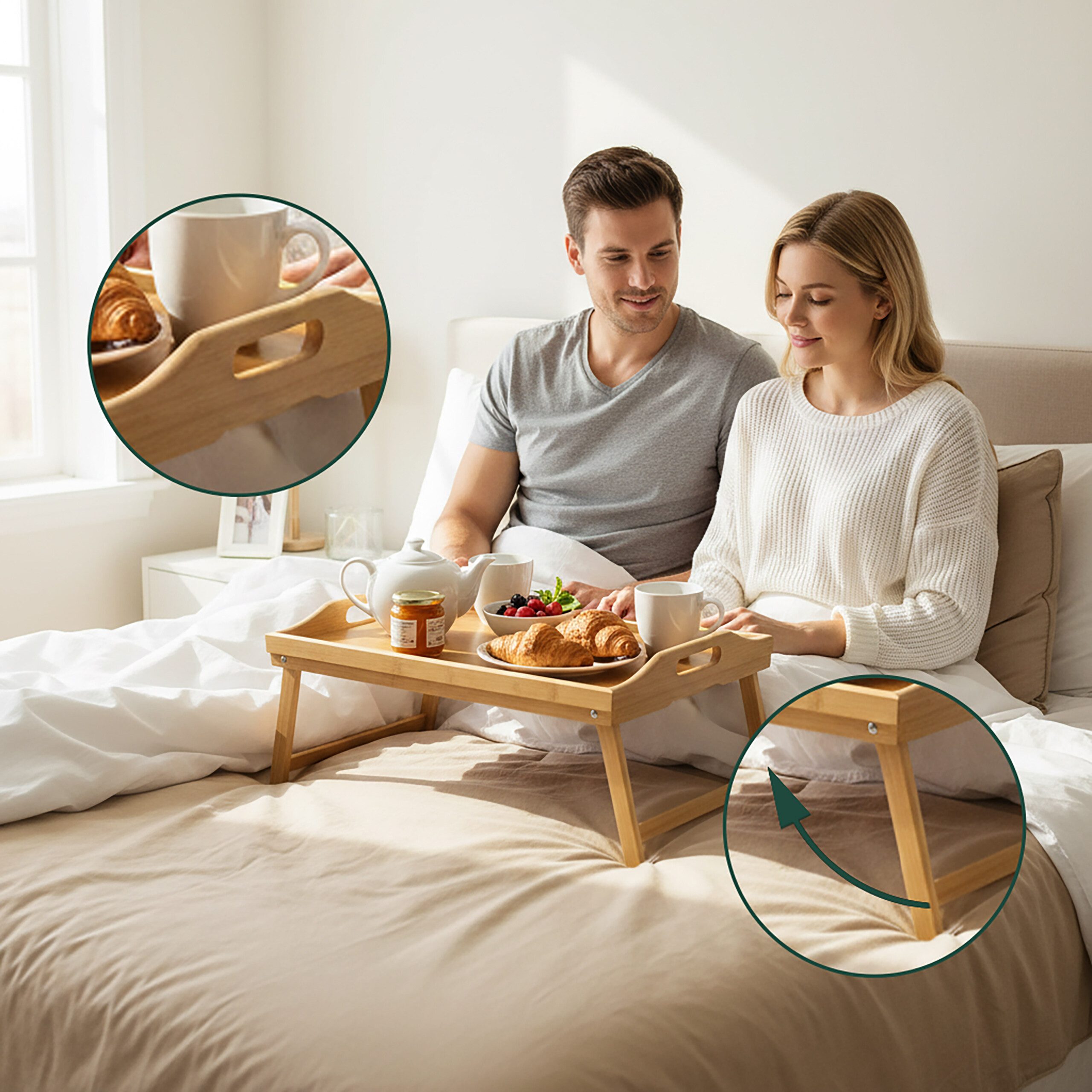 relaxdays Tabletttisch Betttablett aus Bambus, braun günstig online kaufen