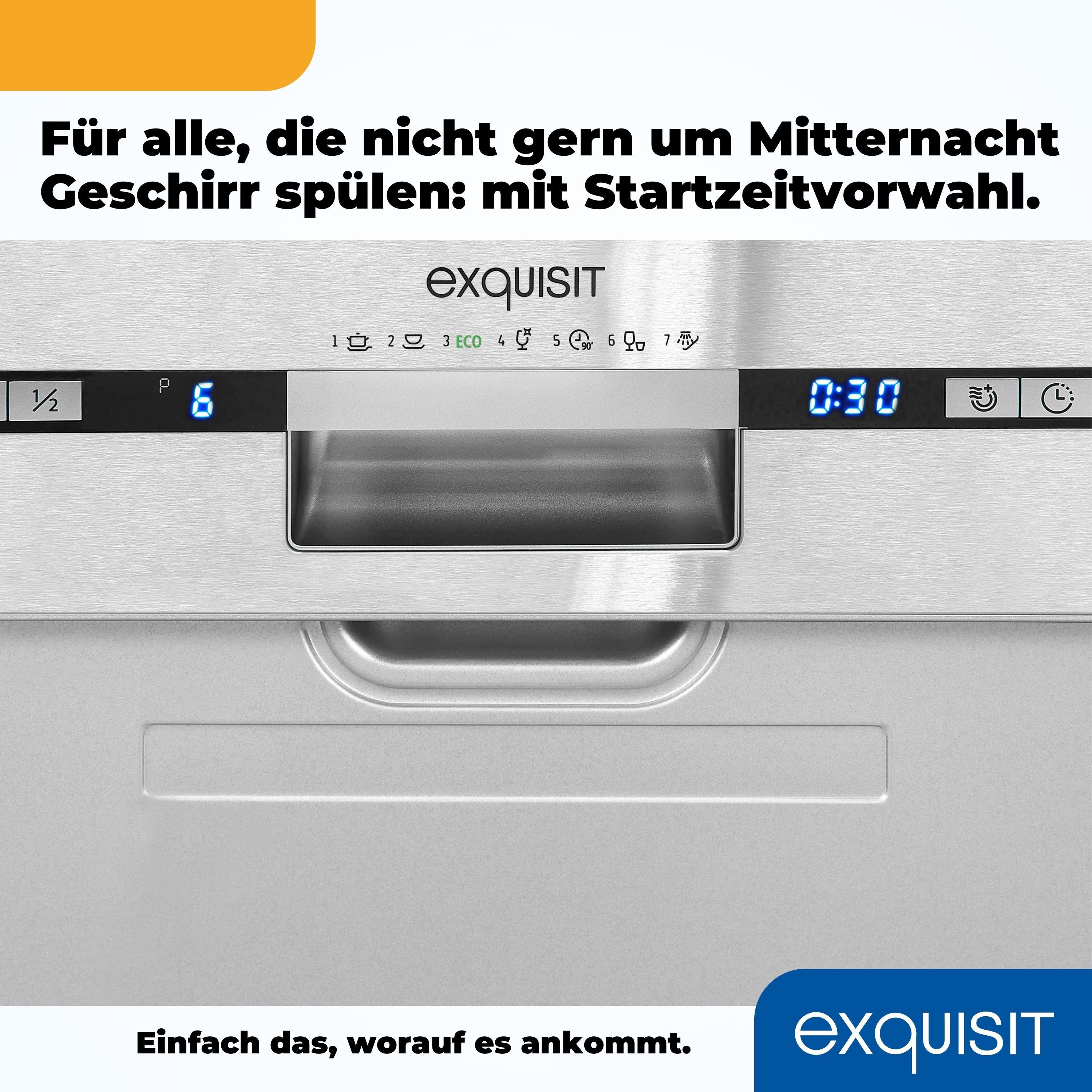 exquisit teilintegrierbarer Geschirrspüler EGSP2109-EB-030E, 9 Maßgedecke, Vollintegriert, sparsam – 9 Maßgedecke mit 6 Programmen & LED