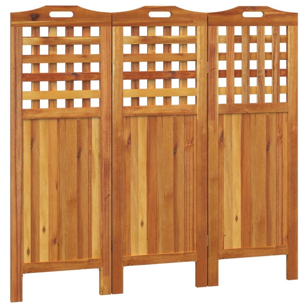 furnicato Raumteiler aus Echtholz, 121,5 x 2 x 115 cm, geölt, 1-tlg., Klappbarer Paravent mit drei Paneelen für Schlaf- und Wohnzimmer