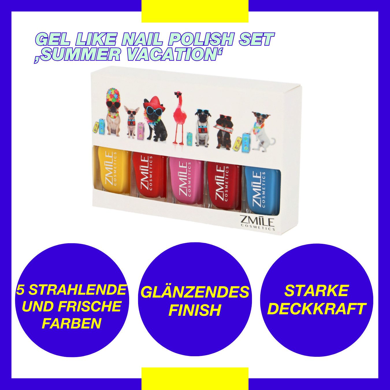 ZMILE COSMETICS Nagellack-Set Gel Like Nail Polish Set 'Summer Vacation', 5-tlg., mit veganer Formulierung