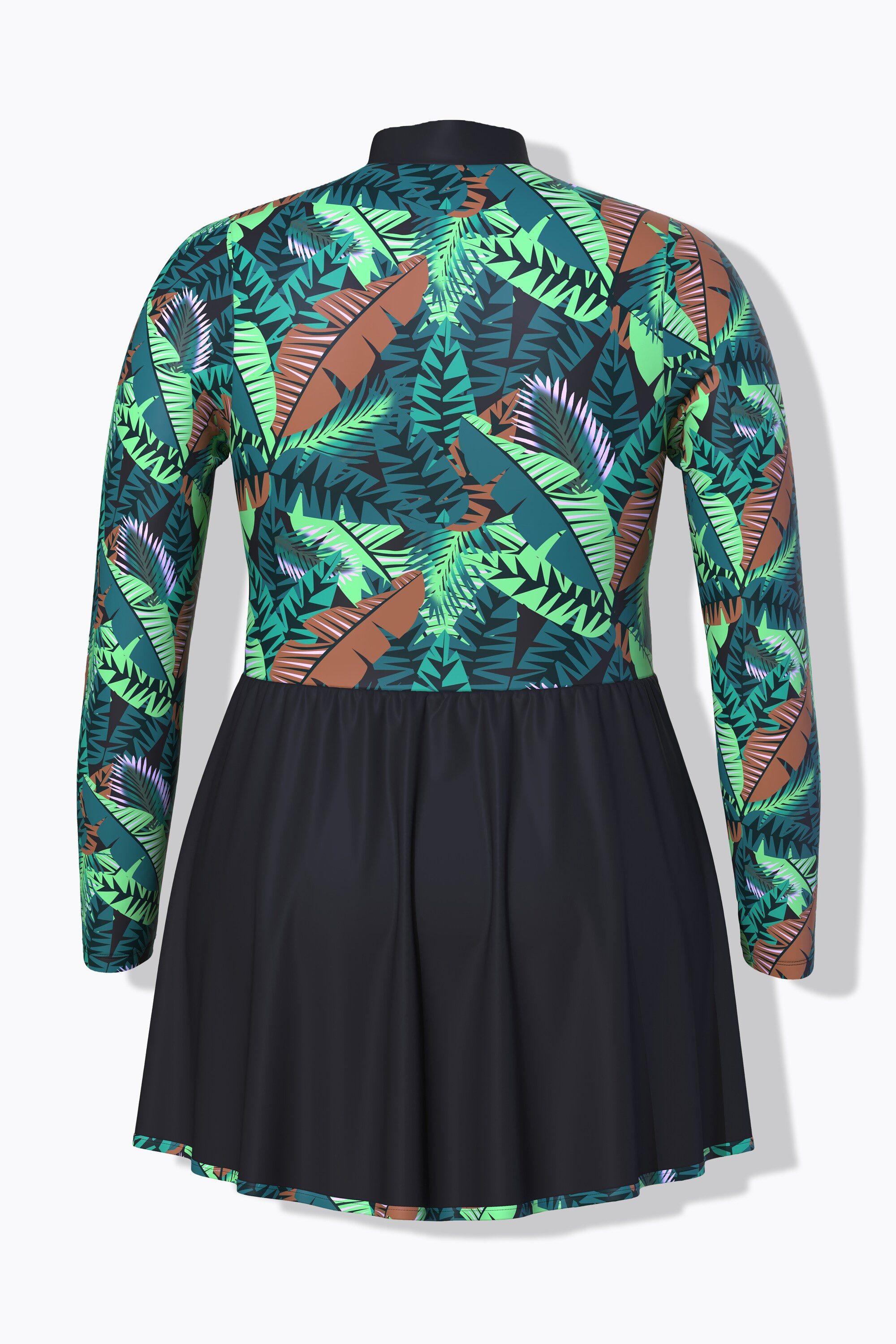 Ulla Popken Badekleid Badekleid Dschungel Softcups Stehkragen Langarm