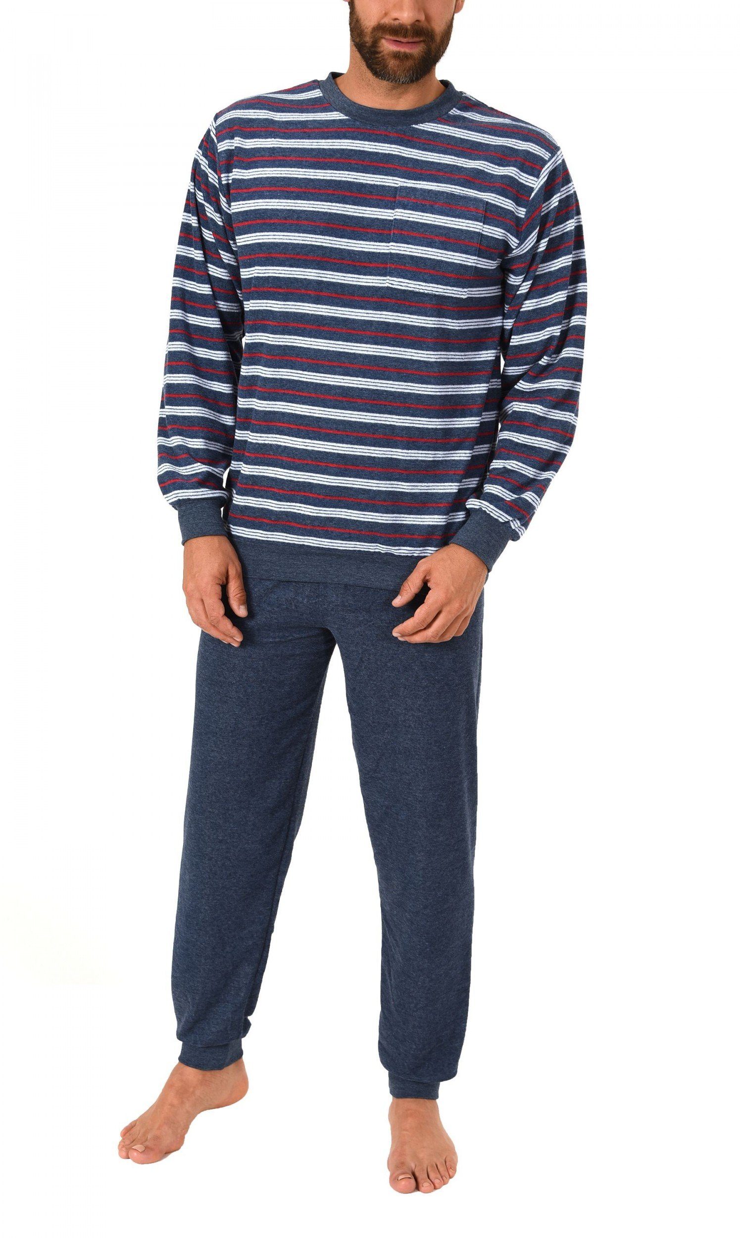 Normann Pyjama Herren Frottee Schlafanzug lang günstig online kaufen