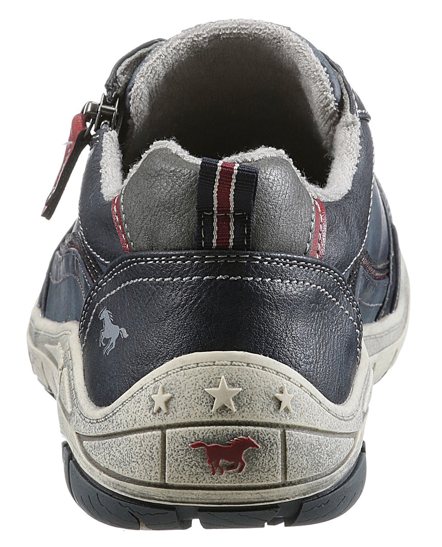 seitlichem blau Mustang mit Logoschriftzug Sneaker Shoes