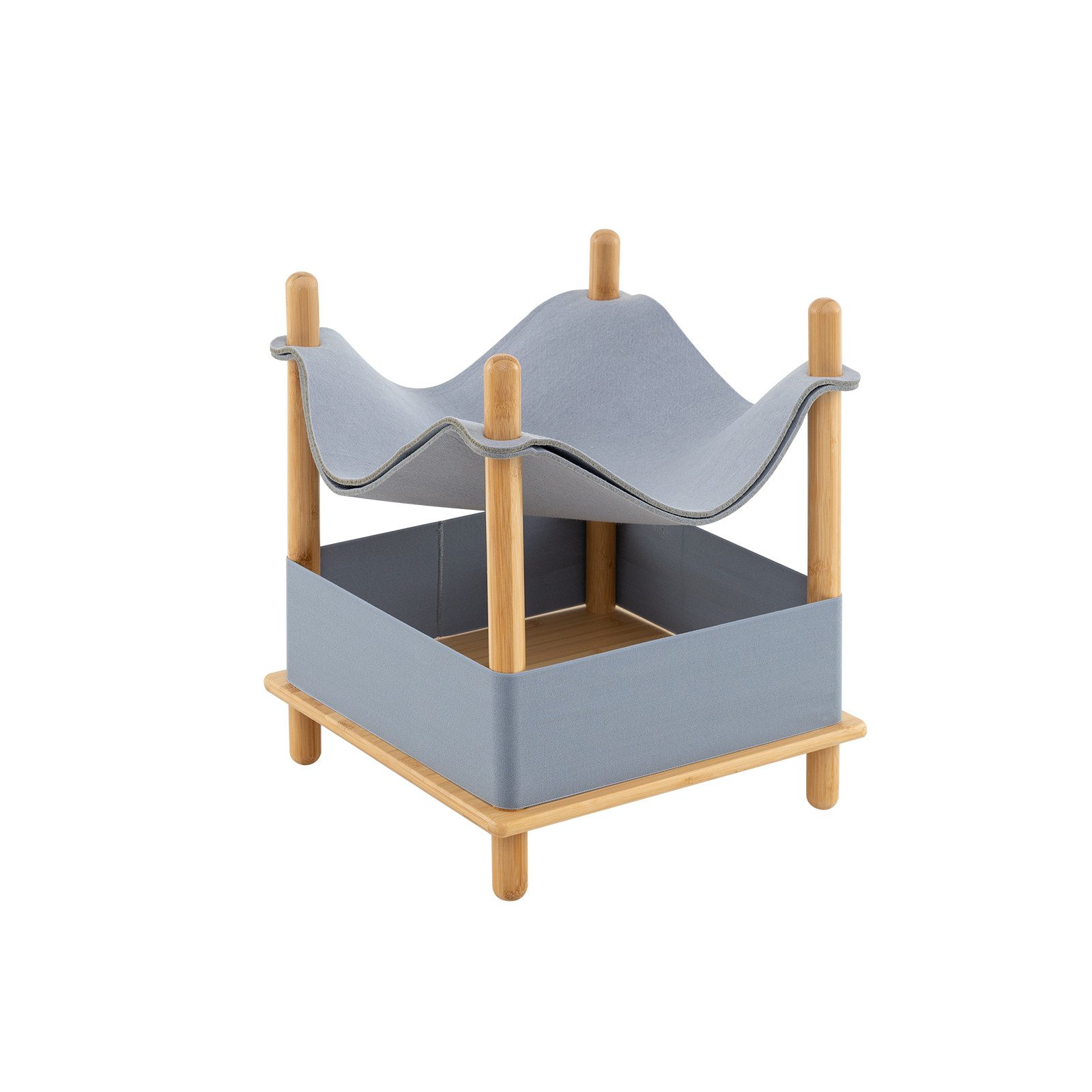 COSTWAY Tierbett, Katzenhaus Bambus, 2 Etagen, mit Hängematte