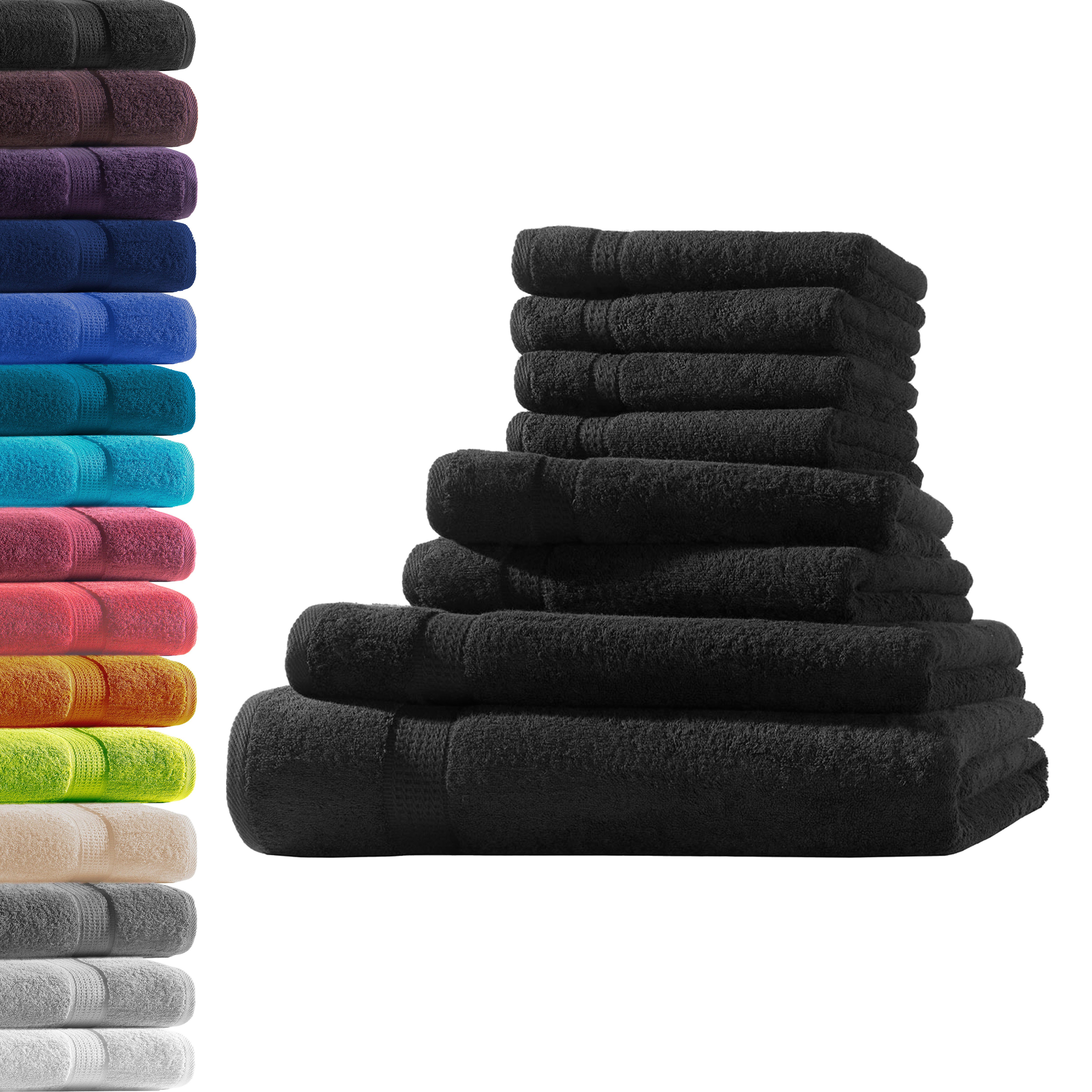 Hometex Premium Textiles Handtuch in Premium Qualität 500 g/m², Feinster Frottier-Stoff 100% Baumwolle, 1x Badetuch + 1 Duschtuch + 2 Handtuch + 4 Gästetuch, weich, saugfähig, extra schwer & flauschig