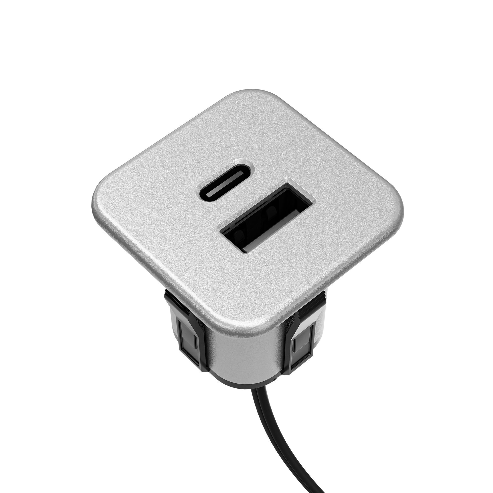 kalb Steckdose USB-C u. A Einbau-Hub 12VDC, schonendes Laden, Schwarz o. Silbergrau