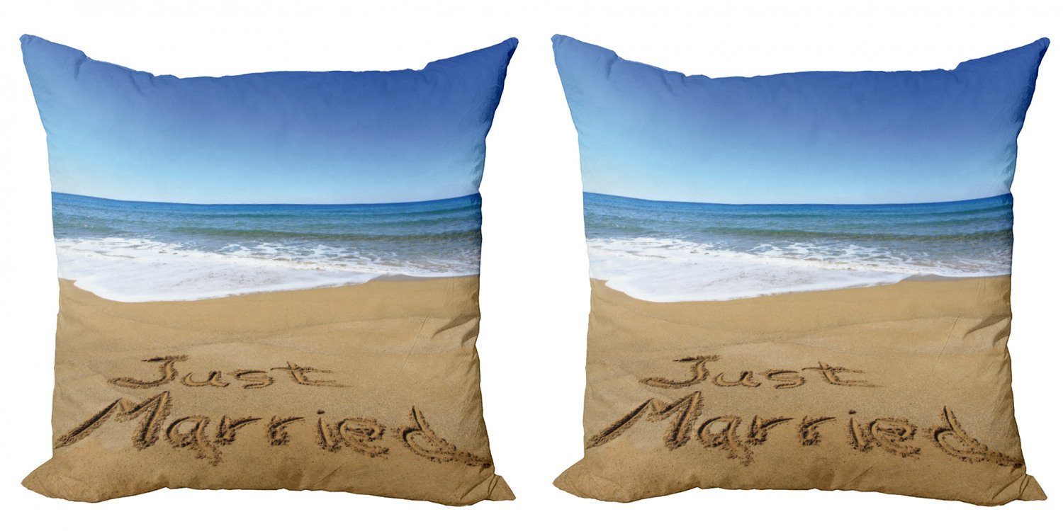 (2 Kissenbezüge Doppelseitiger Abakuhaus Strand Digitaldruck, Married Stück), Just Sand Modern auf Accent