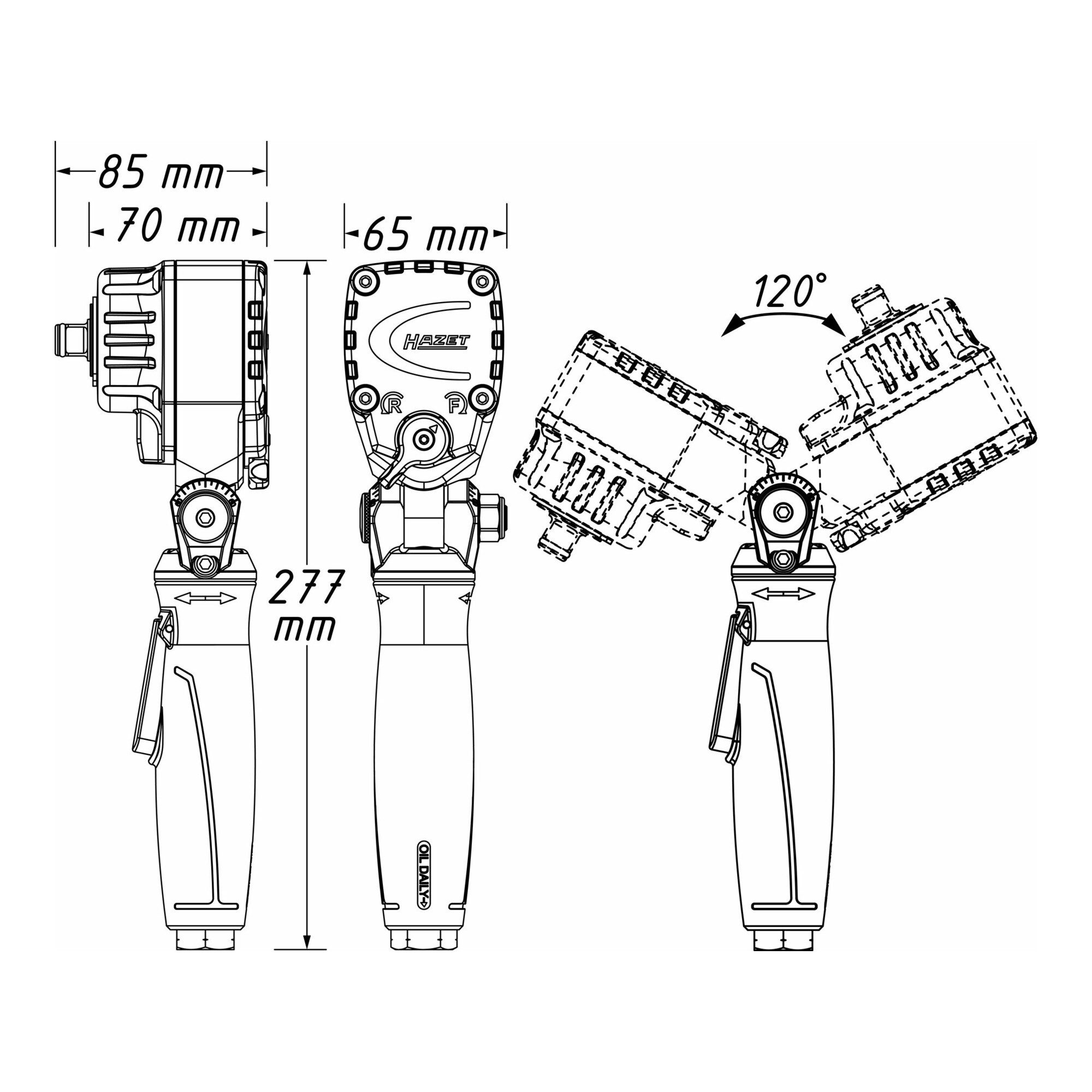HAZET Druckluft-Schlagschrauber HAZET Druckluft Winkelschlagschrauber Twin Turbo, Typ: 9012ATT