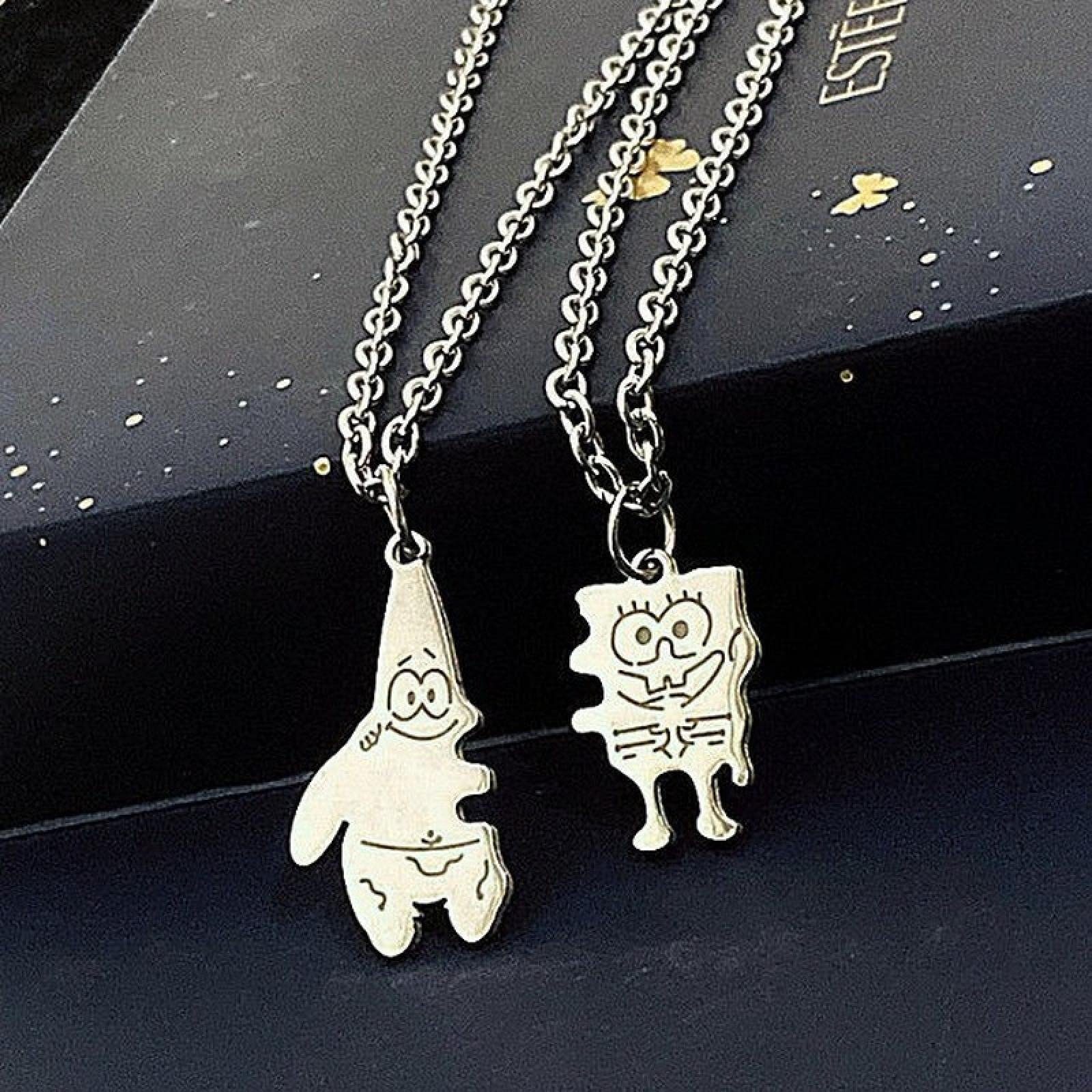 Haiaveng Partnerkette Paar Halskette Anhänger Star Schwammkopf Pie SpongeBob Halskette