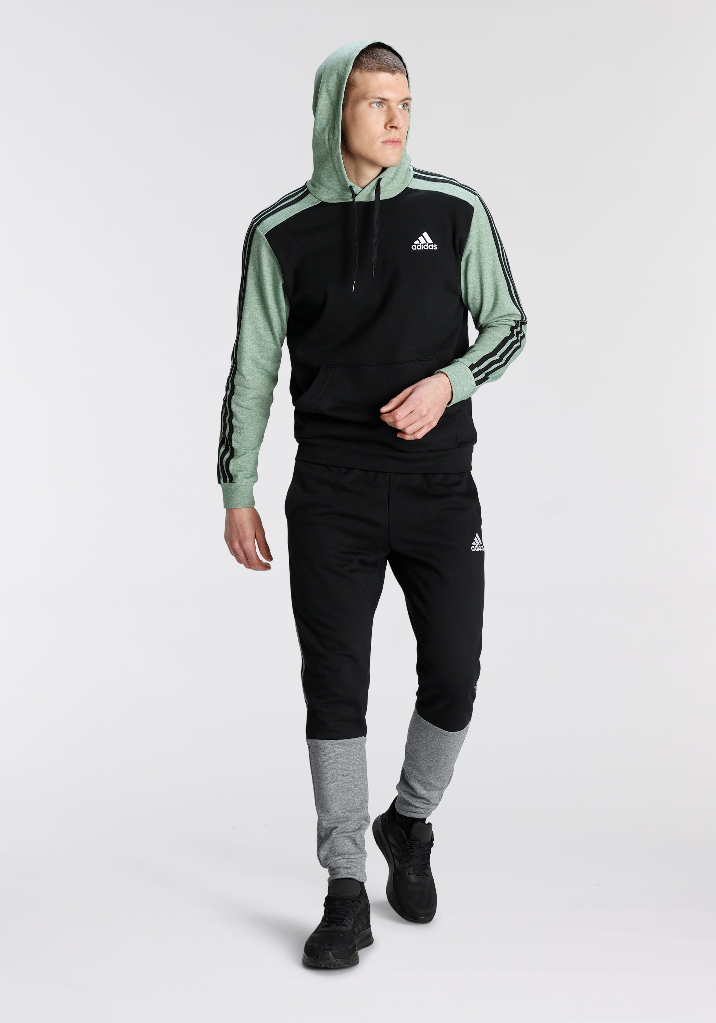 adidas Sportswear Kapuzensweatshirt ESSENTIALS MÉLANGE FRENCH TERRY HOODIE BLACK/GROXME
