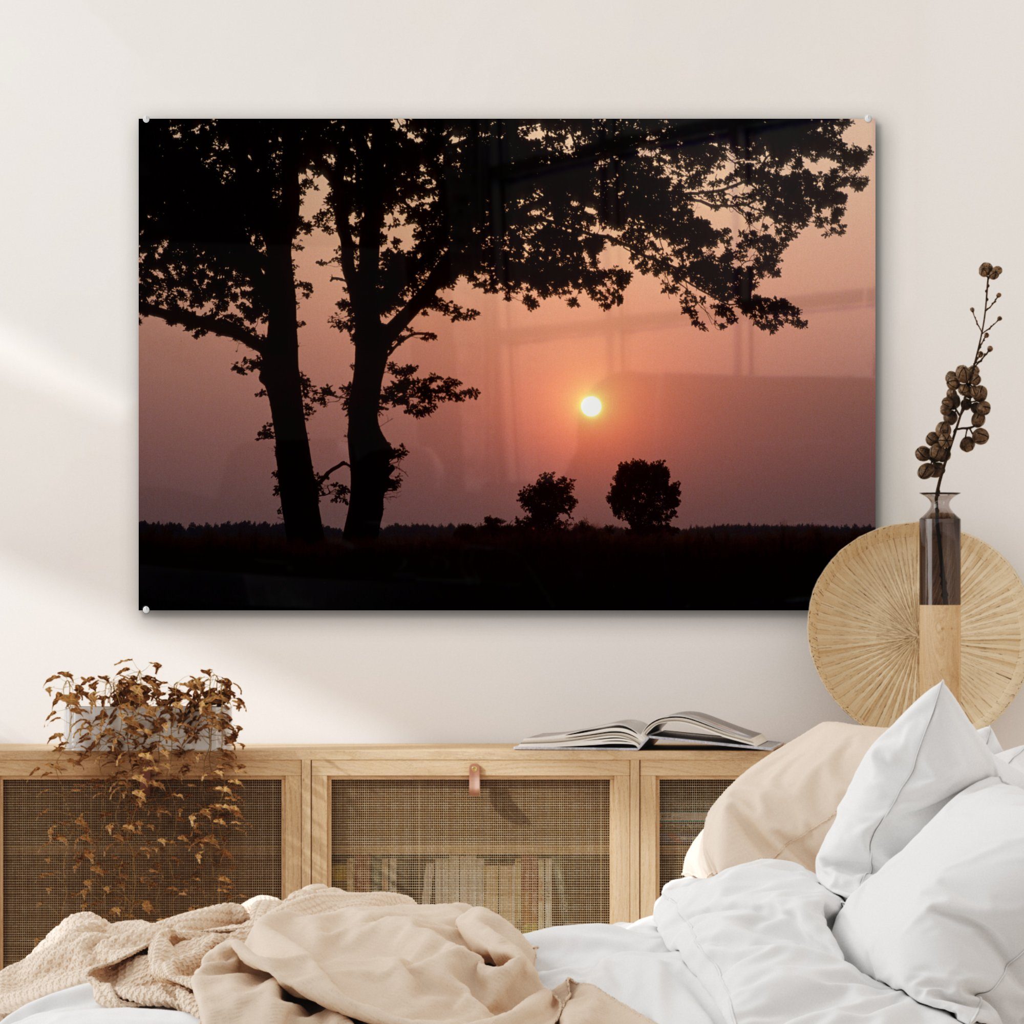 Deutschland, & Acrylglasbild Schlafzimmer in spanischen Silhouette Acrylglasbilder eines (1 Lastkahns MuchoWow Wohnzimmer Die St),