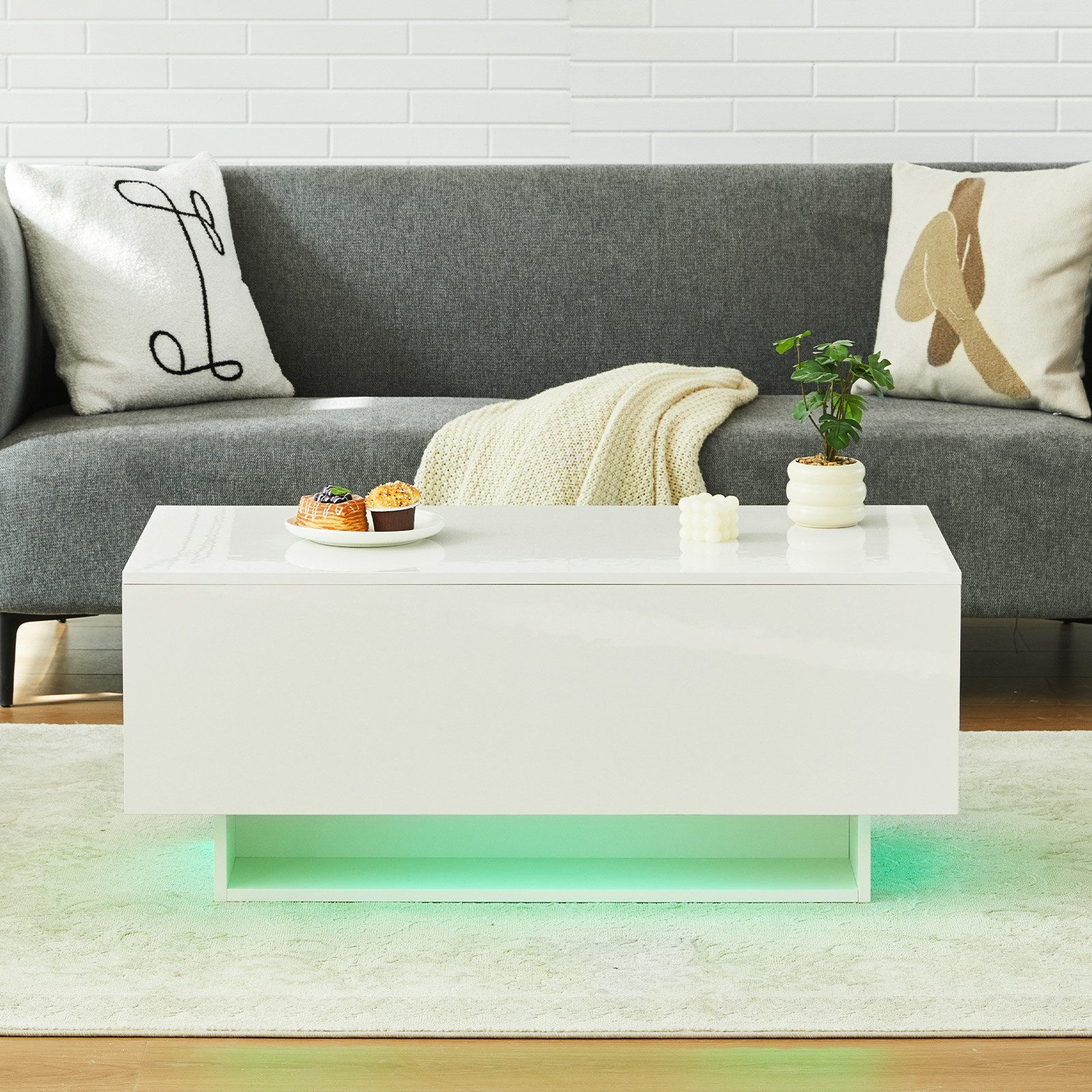 Ofcasa Couchtisch 100x50x42cm Sofatisch, Hochglanz Wohnzimmertisch günstig online kaufen