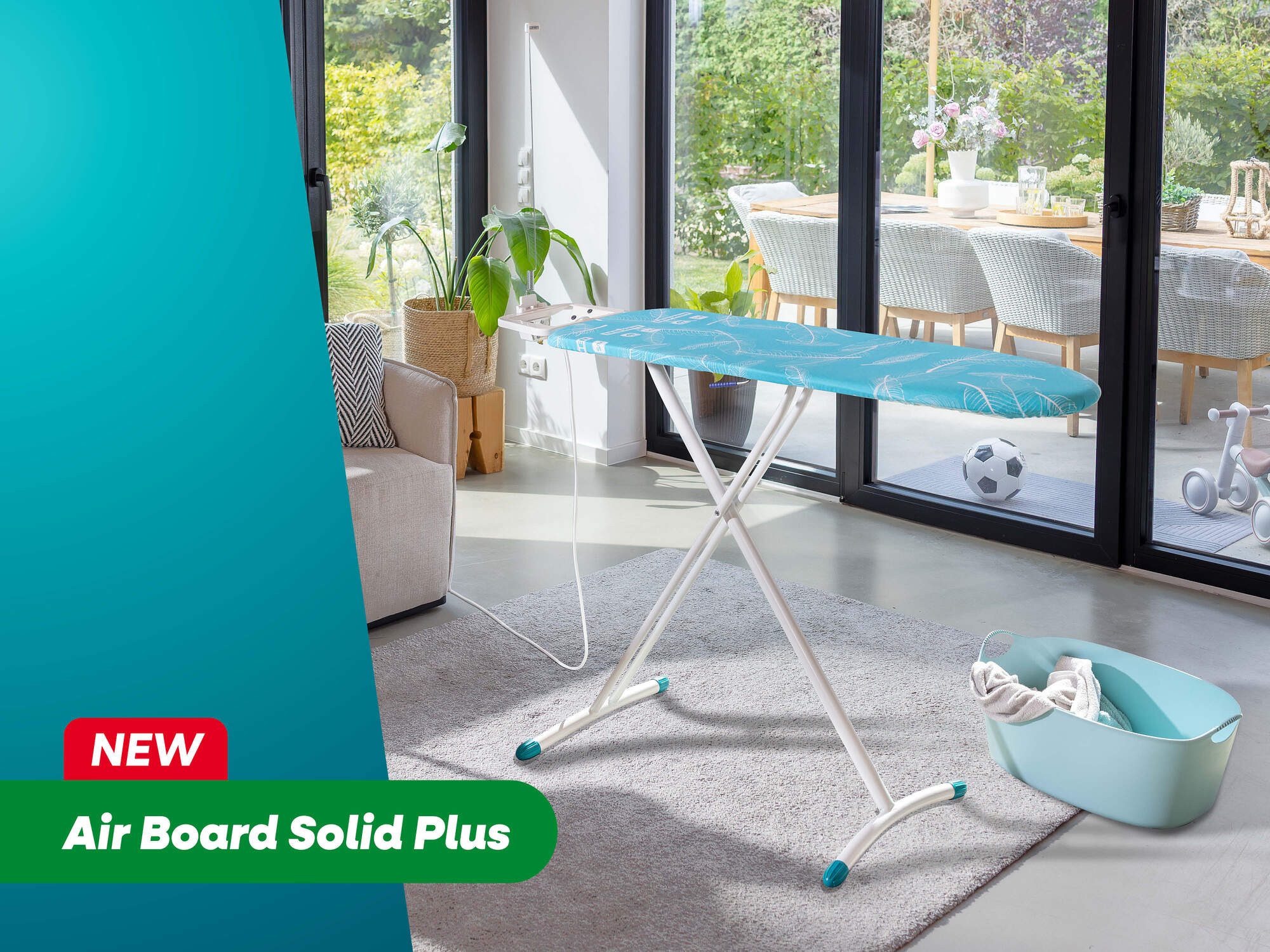Leifheit Bügelbrett Bügeltisch Air Board M Solid Plus, Bügelfläche 38.0x120.0 cm, Zwei-Seiten-Bügeleffekt, Bügelfläche 120 x 38 cm, höhenverstellbar