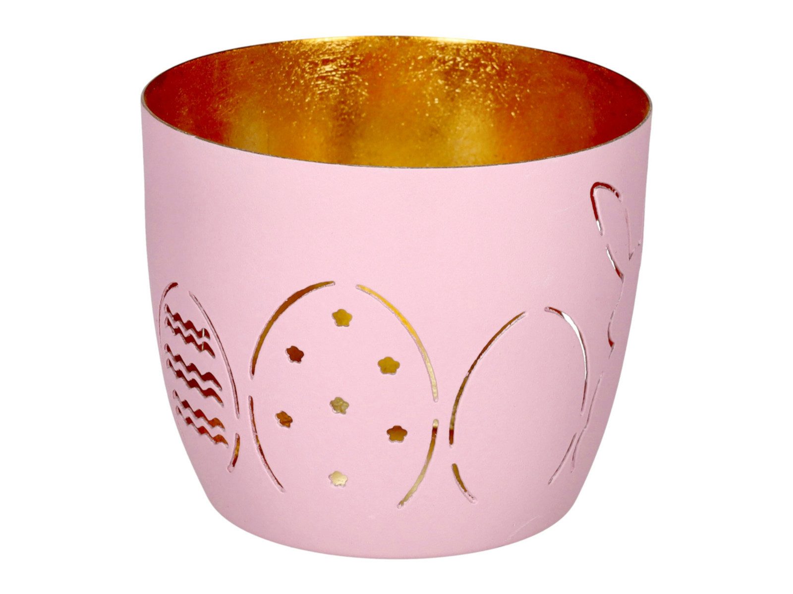 Giftcompany Windlicht Madras Windlicht M Hase mit Ostereier rosa/gold 8,5cm
