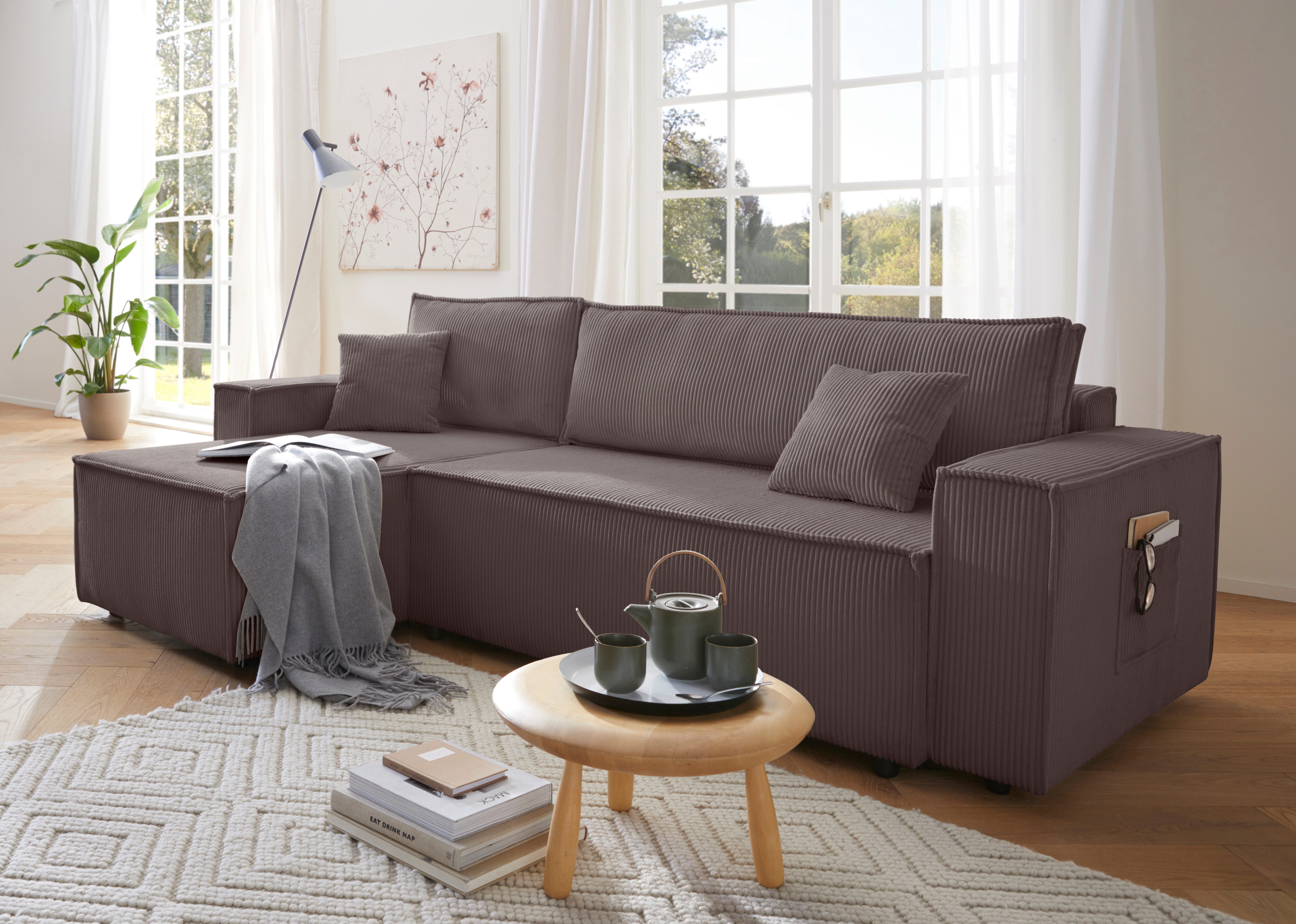 OTTO home Ecksofa CASSI L-Form, 241cm - OTTO. Verlässliche Qualität., Schlaffunktion (133/200), Bettkasten, auch in Cord