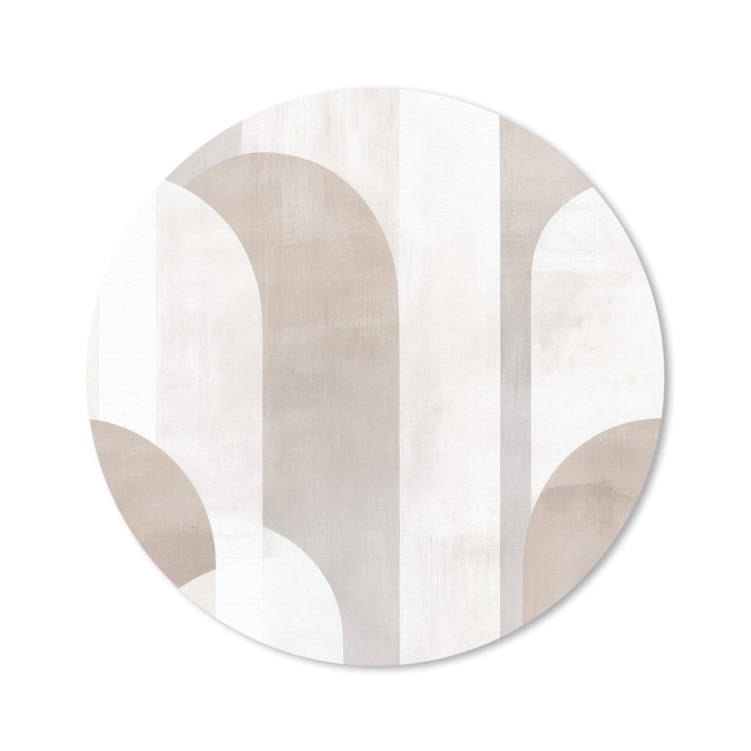 MuchoWow Mauspad Abstrakte Bögen - Modern - Beige (1-St), Büro für Tastatur und Maus, Mousepad Gaming, Rund 20x20 cm