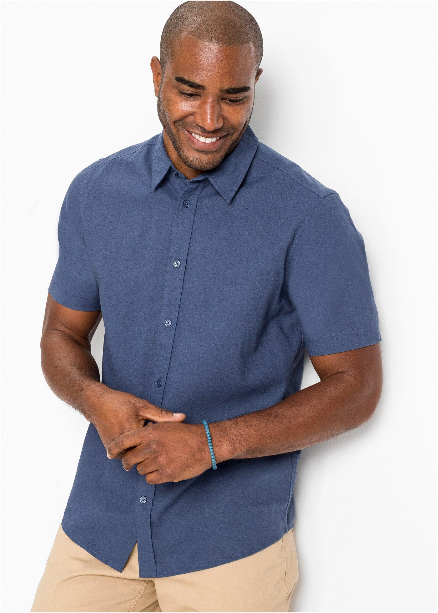 bonprix Kurzarmhemd Regular Fit, aus Leinen-Baumwoll-Mix, mit kurzem Arm, K günstig online kaufen