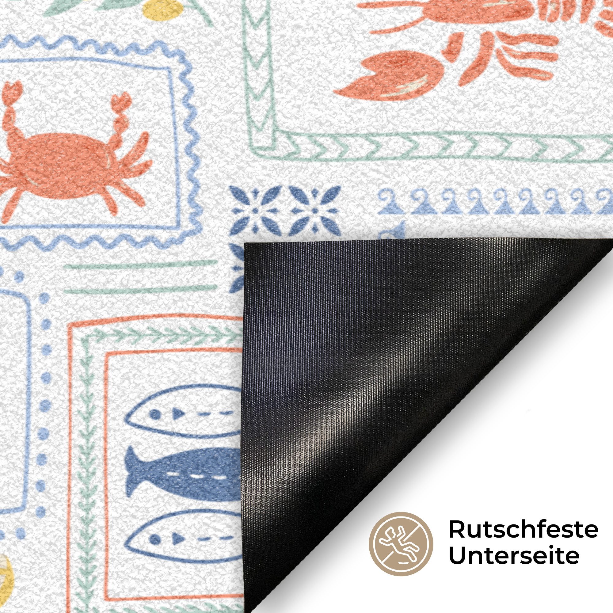 MuchoWow Fußmatte Zee - Zomer - Krab - Patroon, Rechteckig, innen Schmutzfangmatte, Tür, Schmutzfänger Flur, Teppich 60x40 cm