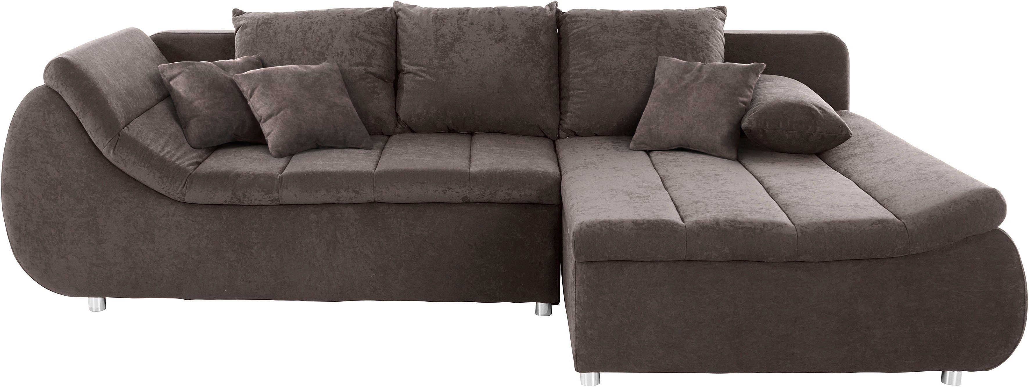 Home affaire Ecksofa Imola, elegant und modern, aktuelle Steppung im Sitz, bequem, L-Form, frei im Raum stellbar, wahlweise mit Bettfunktion und Bettkasten
