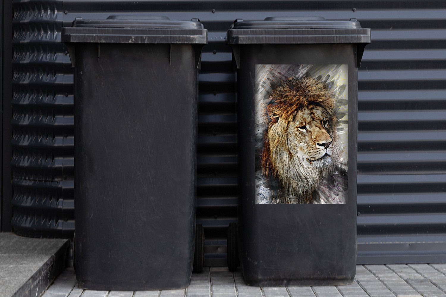 Mülltonne, Abstrakt Mülleimer-aufkleber, - St), (1 Container, - Wandsticker Gemälde MuchoWow Löwe Abfalbehälter Sticker,