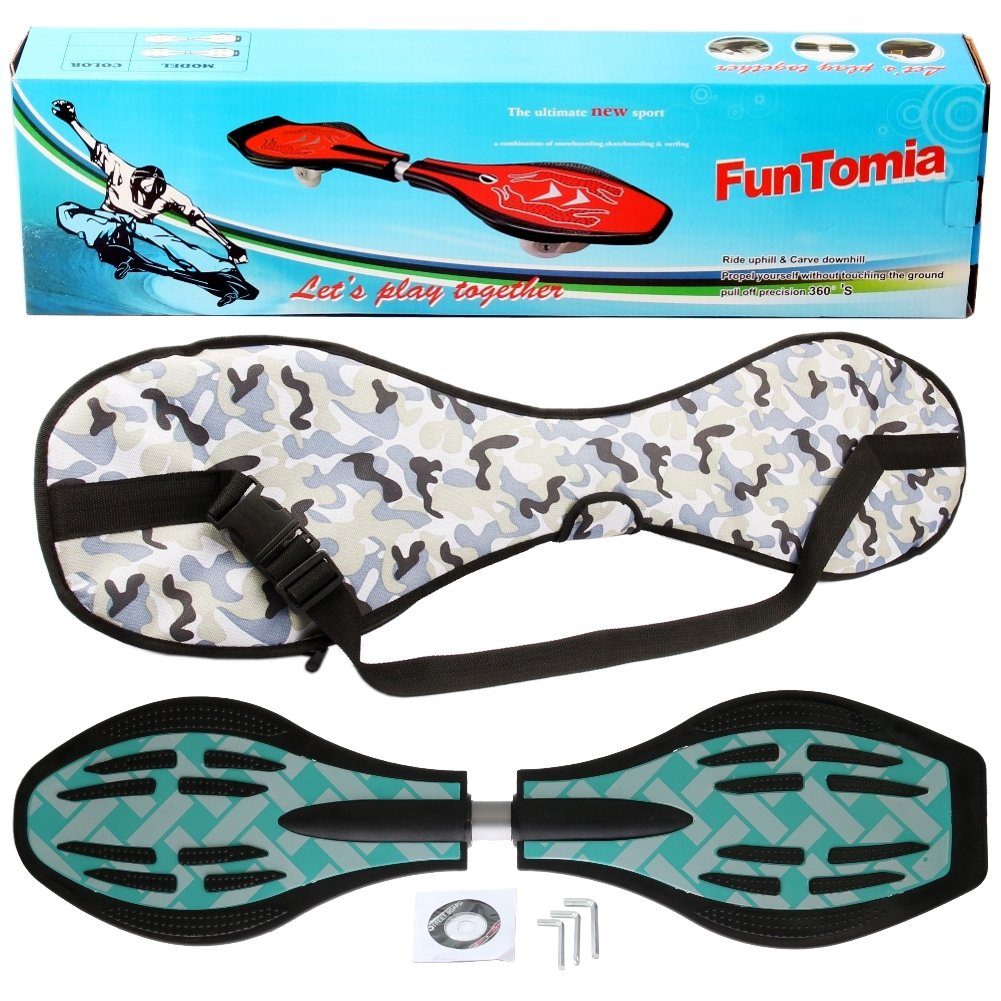 FunTomia Waveboard Waveboard mit Mach1 ABEC-9 Kugellager, LED Rollen & Tragetasche