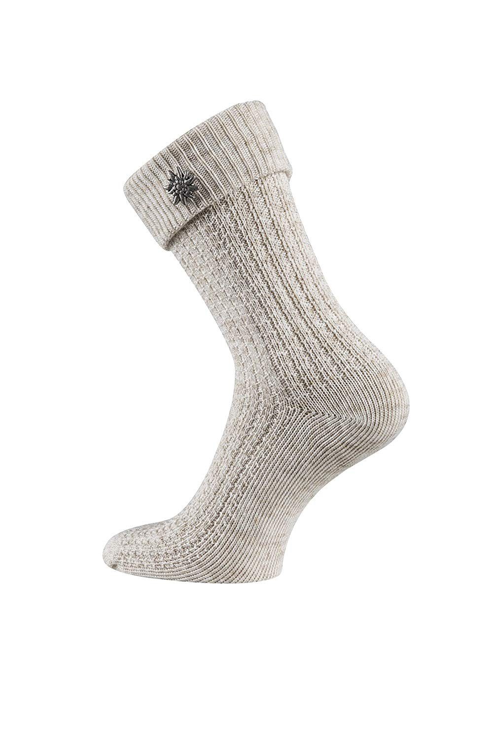 TippTexx 24 Trachtensocken 2 Paar Trachtensocken mit abnehmbaren Edelweiß Pin