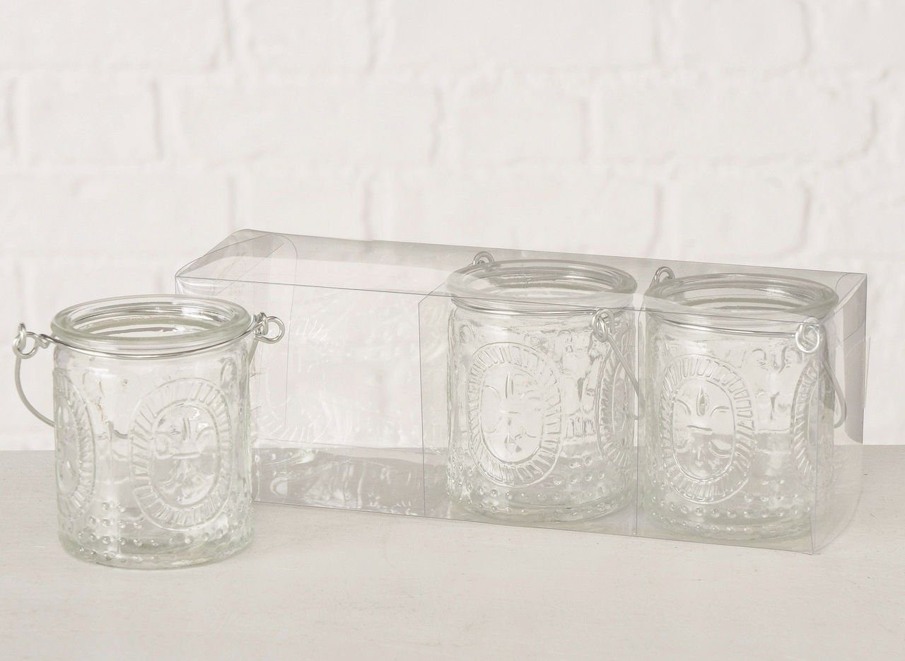 Spetebo Teelichthalter Glas Teelichthalter - 3er Set / 7 cm (3er Set), Windlichter zum Aufhängen