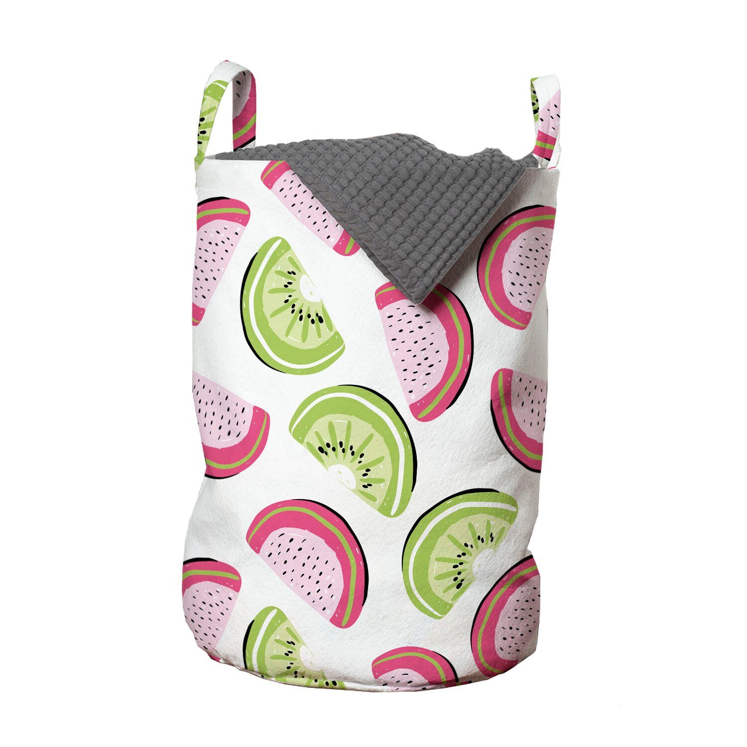 Abakuhaus Wäschesäckchen Wäschekorb mit Griffen Kordelzugverschluss für Waschsalons, Melone Zusammenfassung Kiwi und Wassermelone