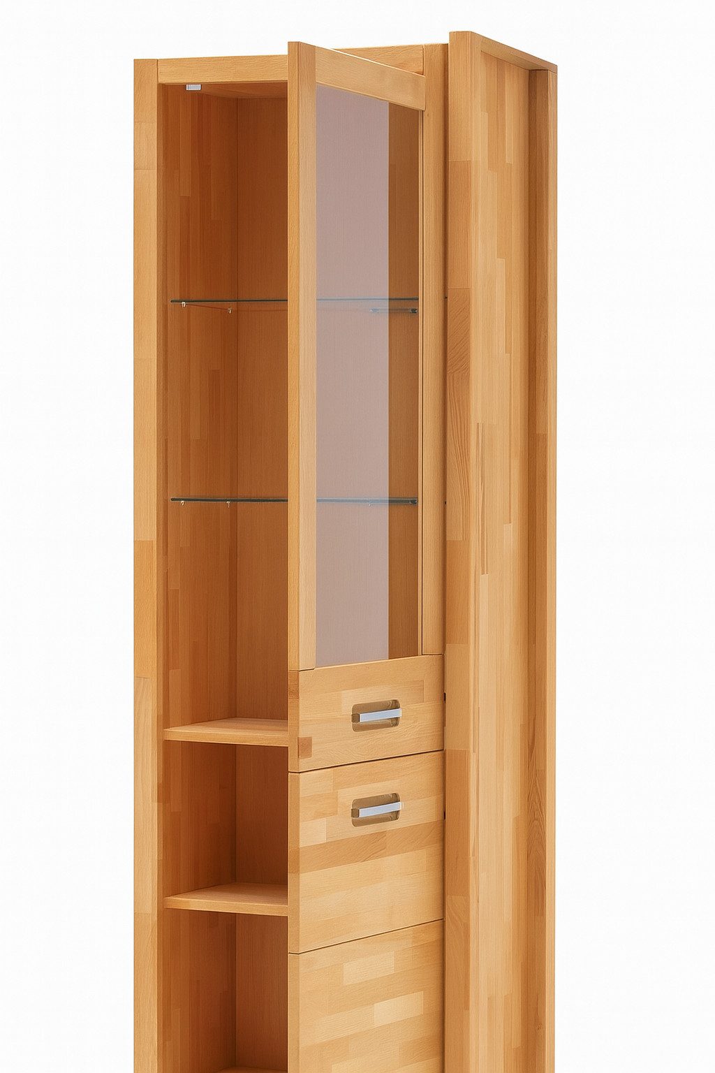 bv-vertrieb Standvitrine Vitrine Glasvitrine Anrichte Highboard Sideboard Kernbuche massiv