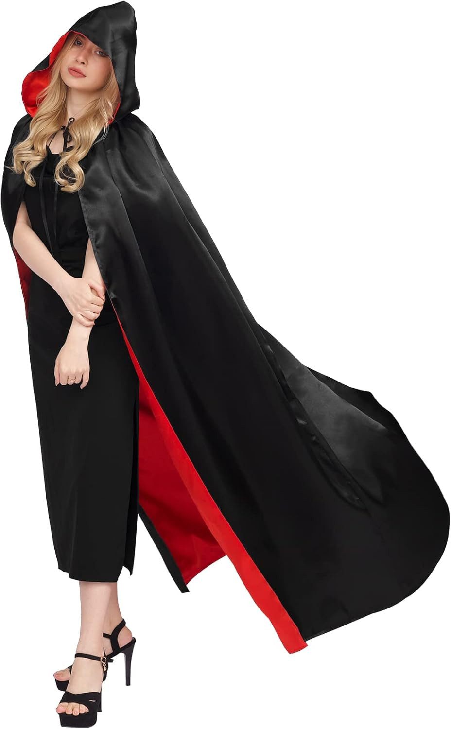UE Stock Umhang Halloween Unisex Umhang mit Kapuze Cosplay Kostüm Gr. S Schwarz Rot