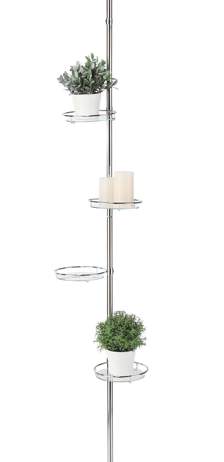 Spetebo Blumenständer Metall Teleskop Blumenregal silber - 4 Ablagen (Stück günstig online kaufen