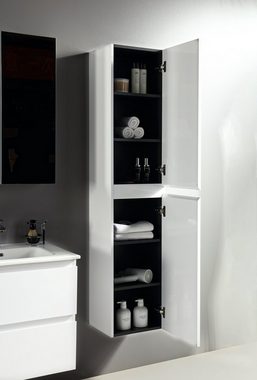 Alpenberger Hochschrank - Badezimmerschrank Schmal - Badezimmermöbel Mehrzweckschrank (Badmöbel für Kleine Bäder, 1-tlg. Bathroom Cabinet) Badmöbel Schrank aus MDF & MFC mit 2 Softclose Türen